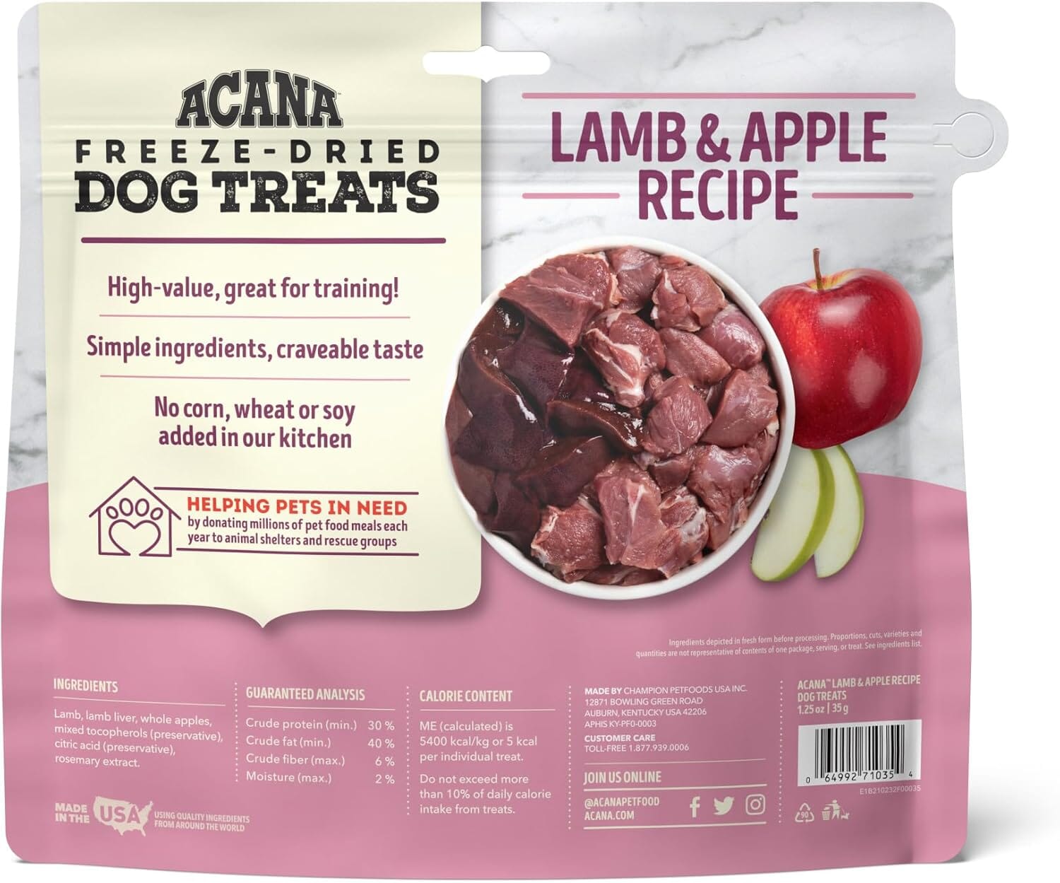 Acana 'Kentucky Dogstar Chicken' Lamb & Apple Singles Dog Treats - 1.25 oz Bag