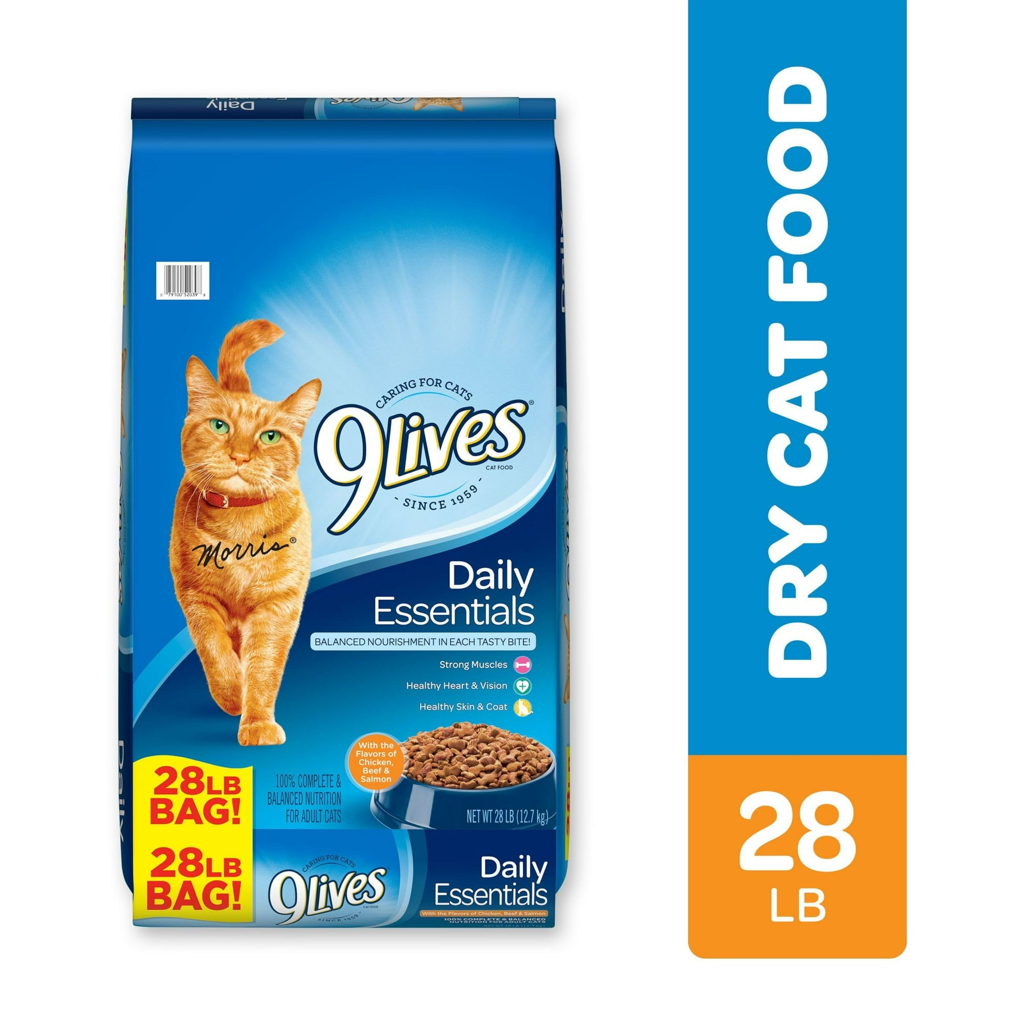 9Lives Daily Essentials Chicken Beef and Salmon Dry Cat Food -  28 Lbs