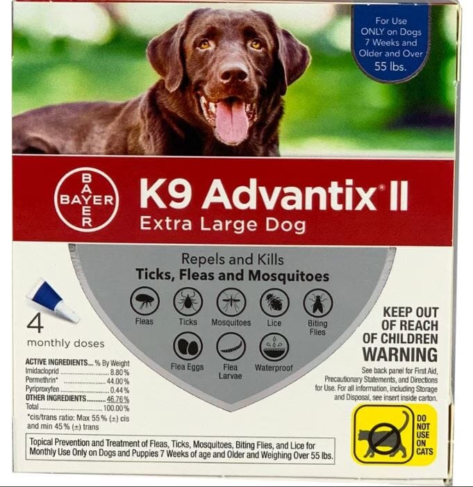 Advantix II K9 Flea and Tick for Dogs - Over 55 Lbs - 4 Pack