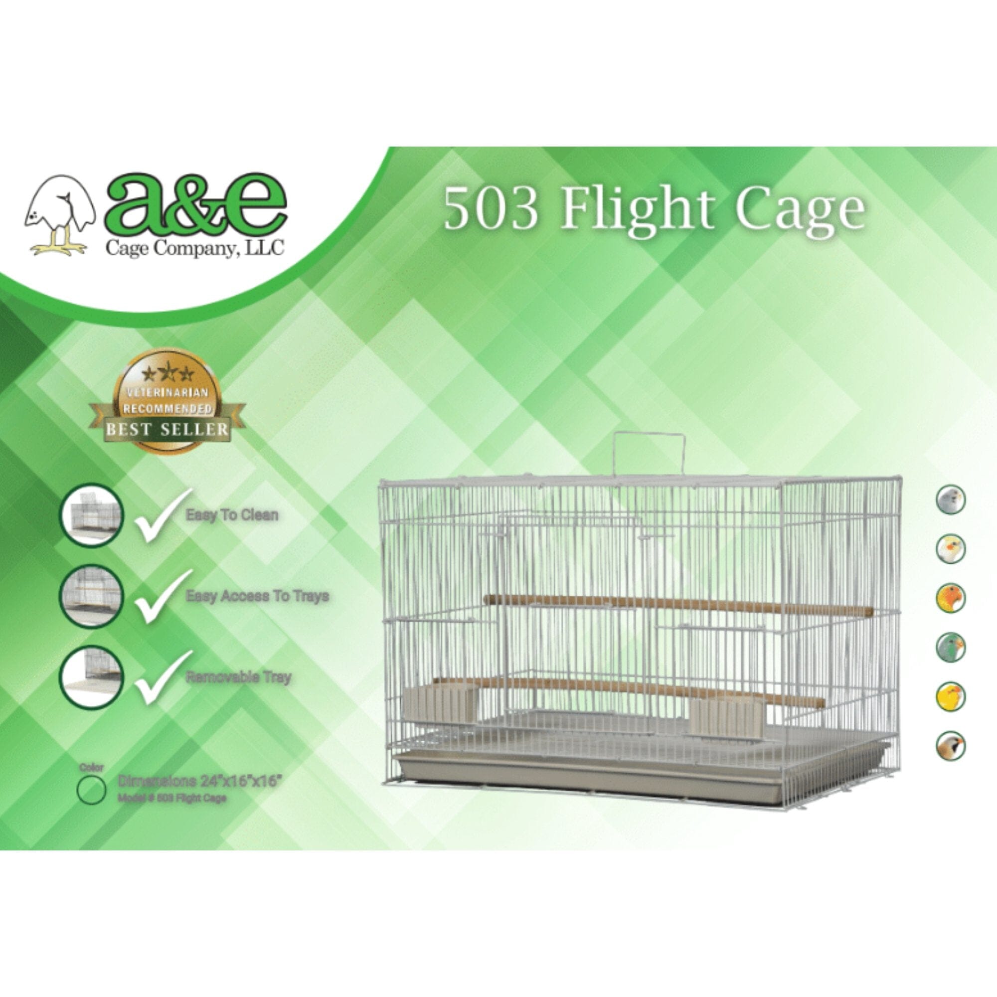 A&E Cage Company Economy Flight Bird Cage - Black - 30 X 18 X 18 In - 4 Pack