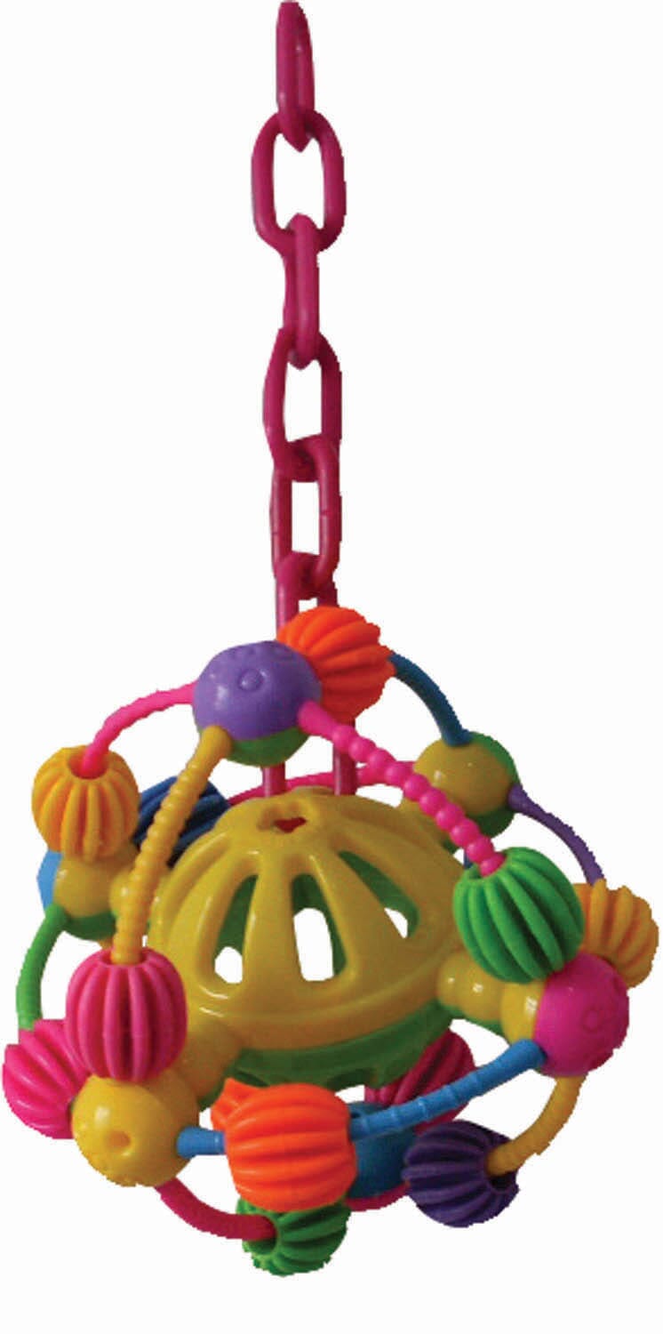 A&E Cage Happy Beaks Space Ball On A Chain Bird Toy - 14 X 7 In
