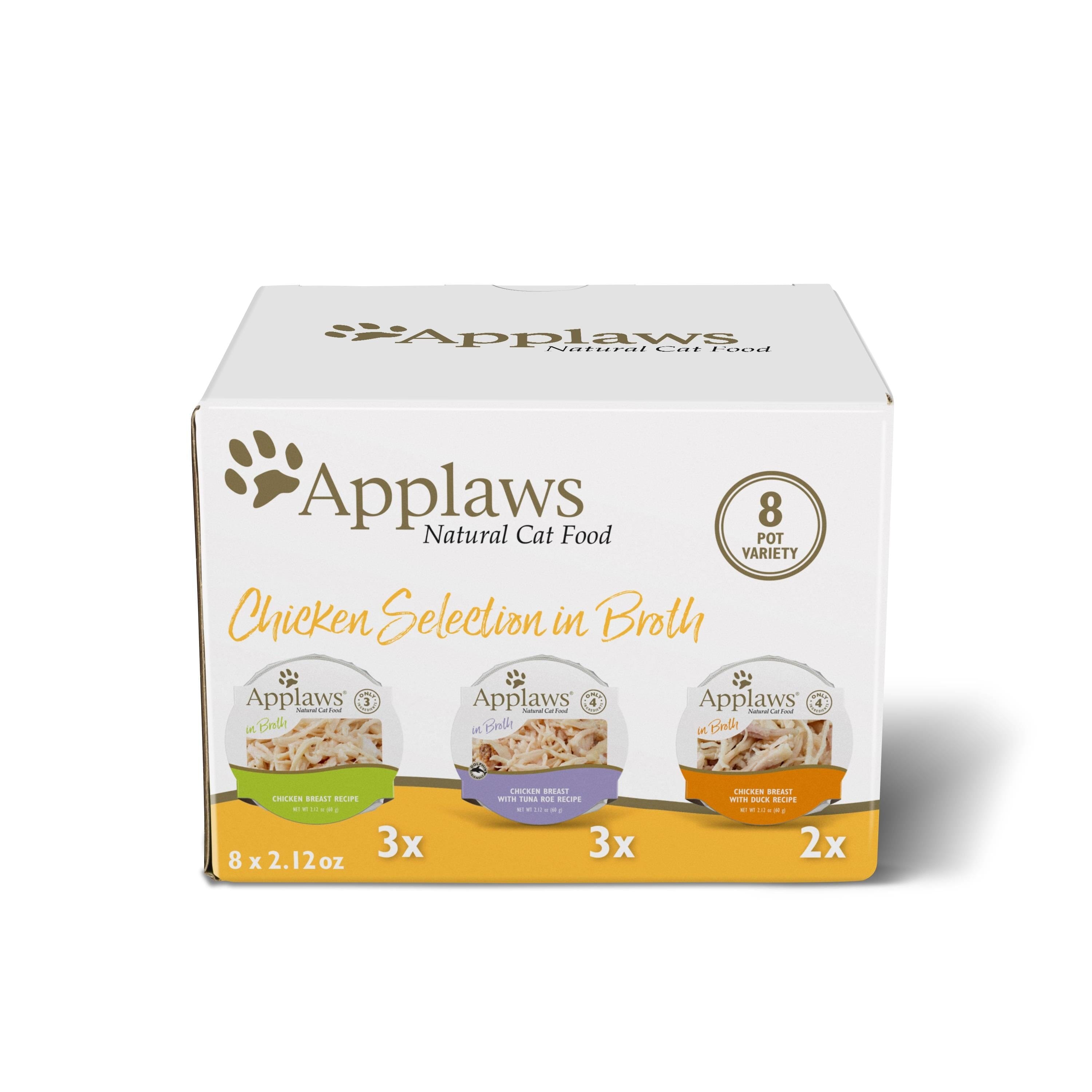 Applaws Chicken Selection Limited Ingredient Multi-Pack Wet Cat Food Tray - Variety Pack - 2.12 Oz - Case of 8 - 4 Pack