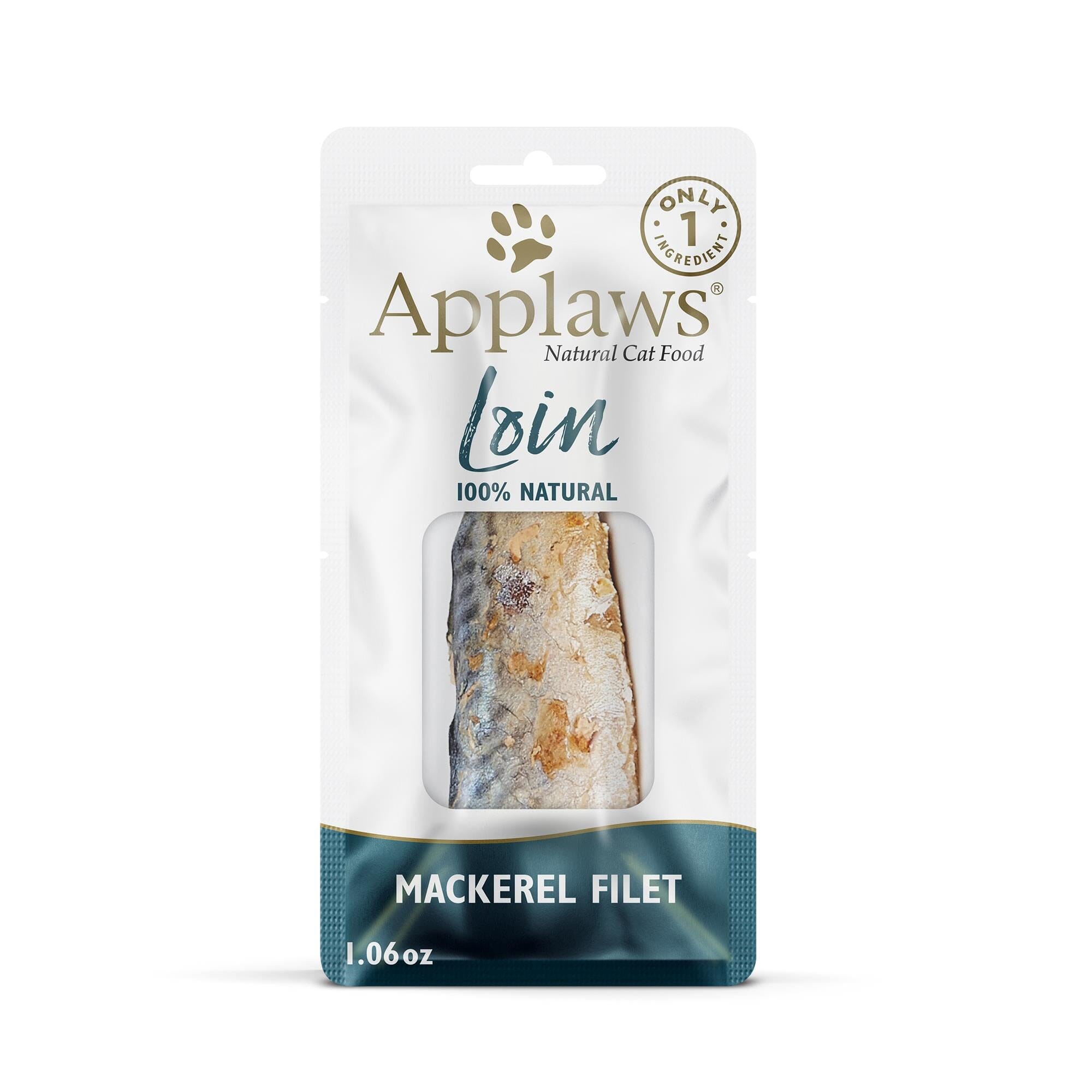 Applaws Whole Mackeral Loin Natural Soft and Chewy Cat Treats - 1.06 Oz - Case of 12