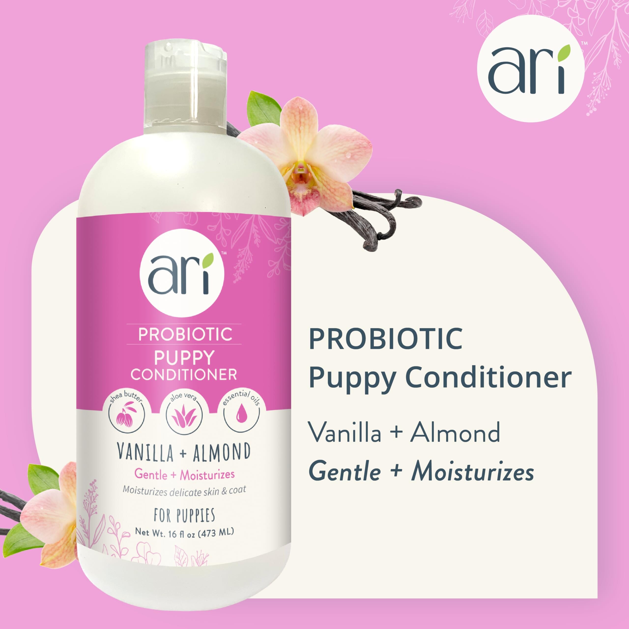 ARI Probiotics Vanilla and Almond Gentle Moisterizing Puppy Dog Conditioner - 16 Oz