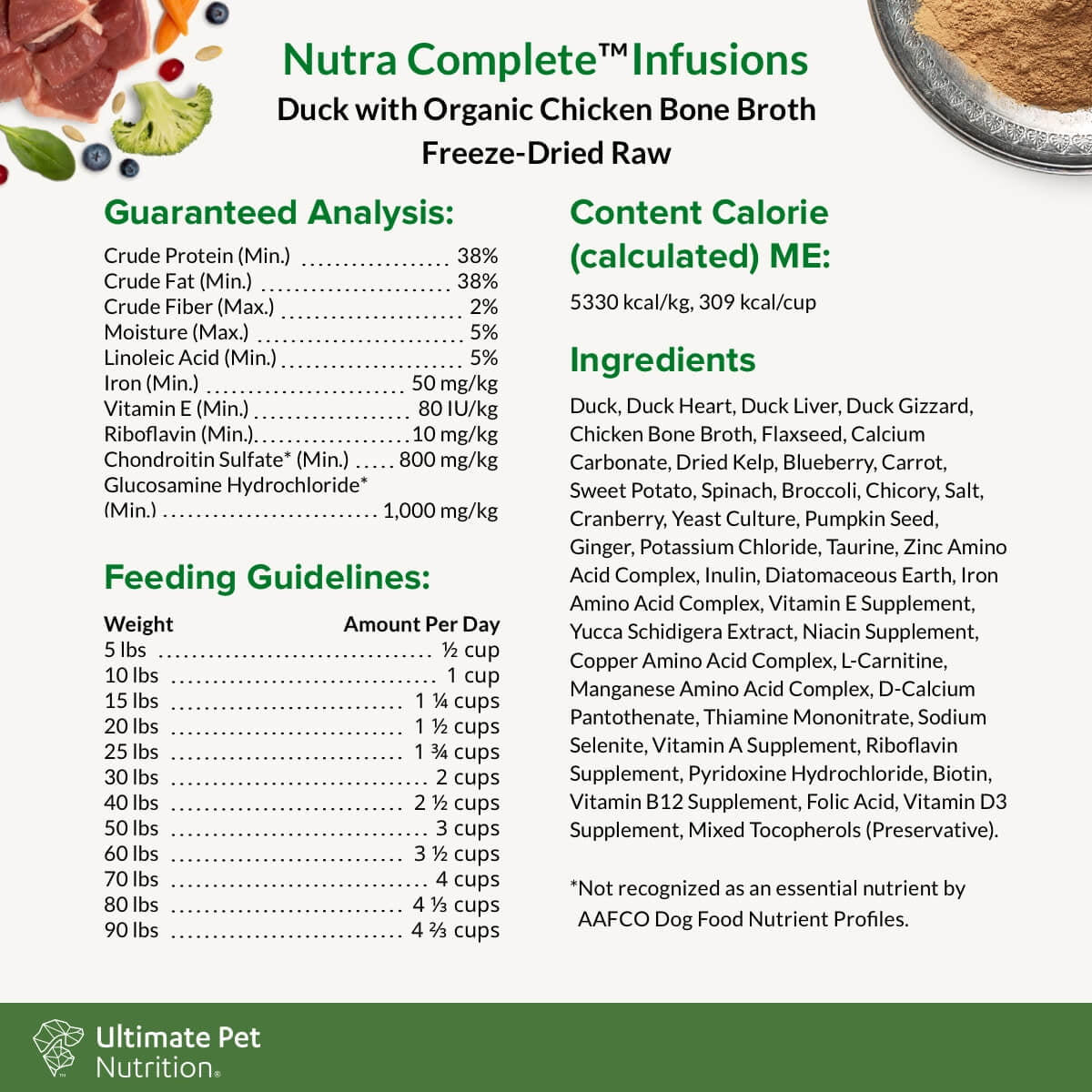 Ultimate Pet Nutrition Nutra Complete Infusions Duck with Organic Chicken Bone Broth Freeze-Dried Raw Dog Food