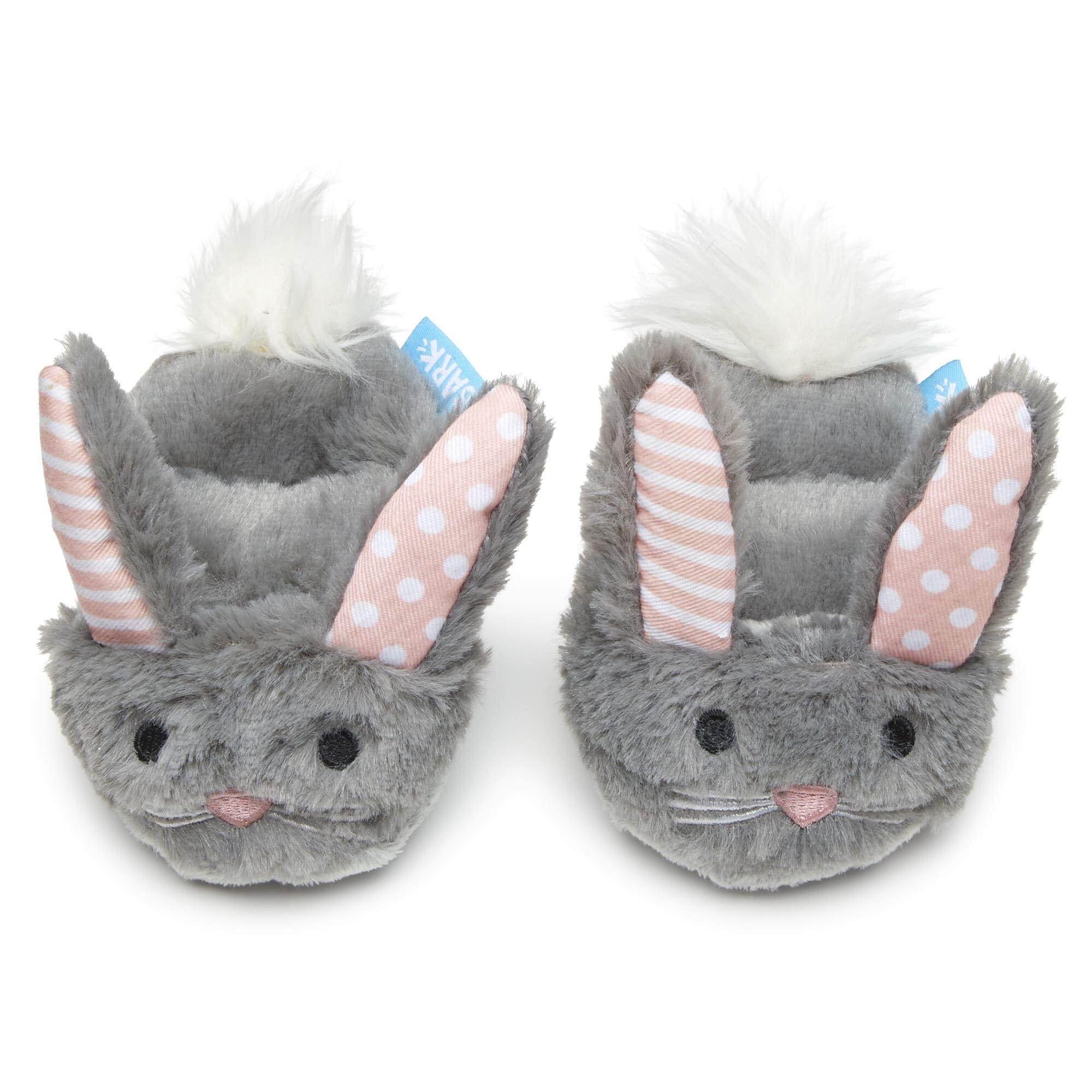 Bark Box Itty & Bitty Bunny Slippers Crinkle Squeak and Plush Dog Toy  
