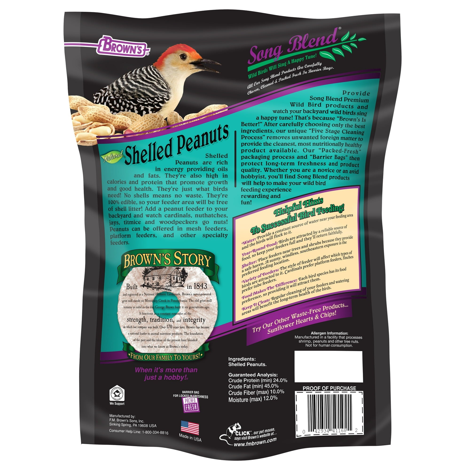 F.M. Brown's Song Blend Premium Shelled Peanuts Wild Bird Food