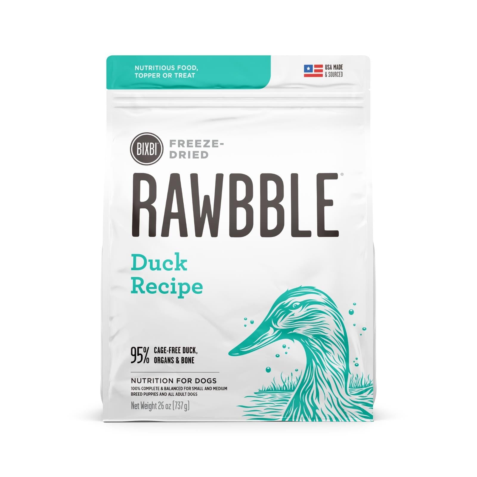 Bixbi Rawbble Duck Freeze-Dried Dog Food - 26 Oz