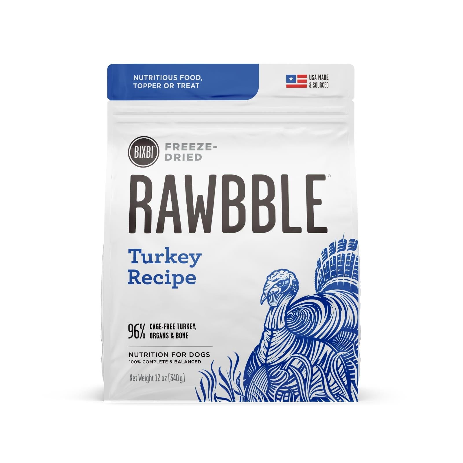 Bixbi Rawbble Turkey Freeze-Dried Dog Food - 12 Oz