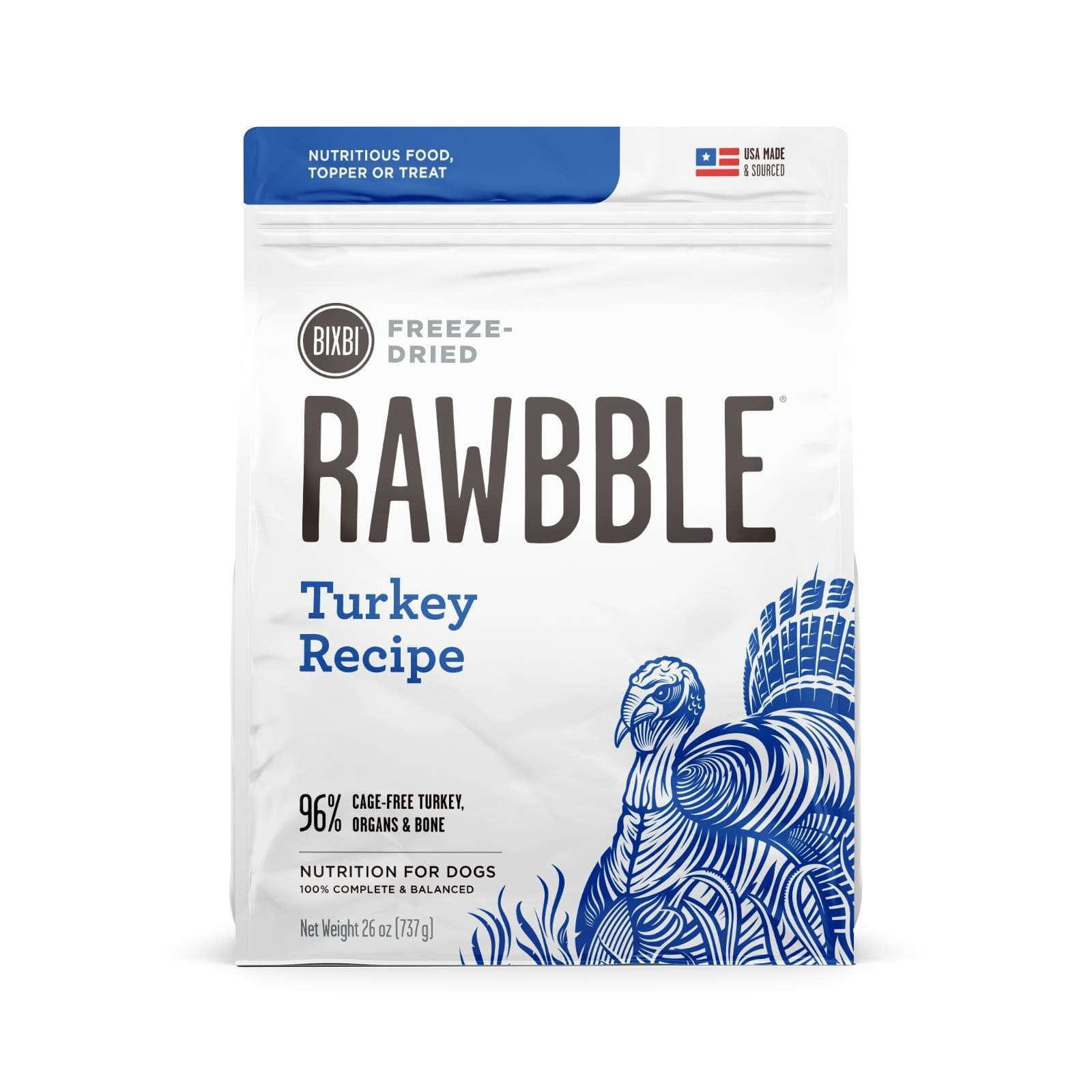 Bixbi Rawbble Turkey Freeze-Dried Dog Food - 26 Oz