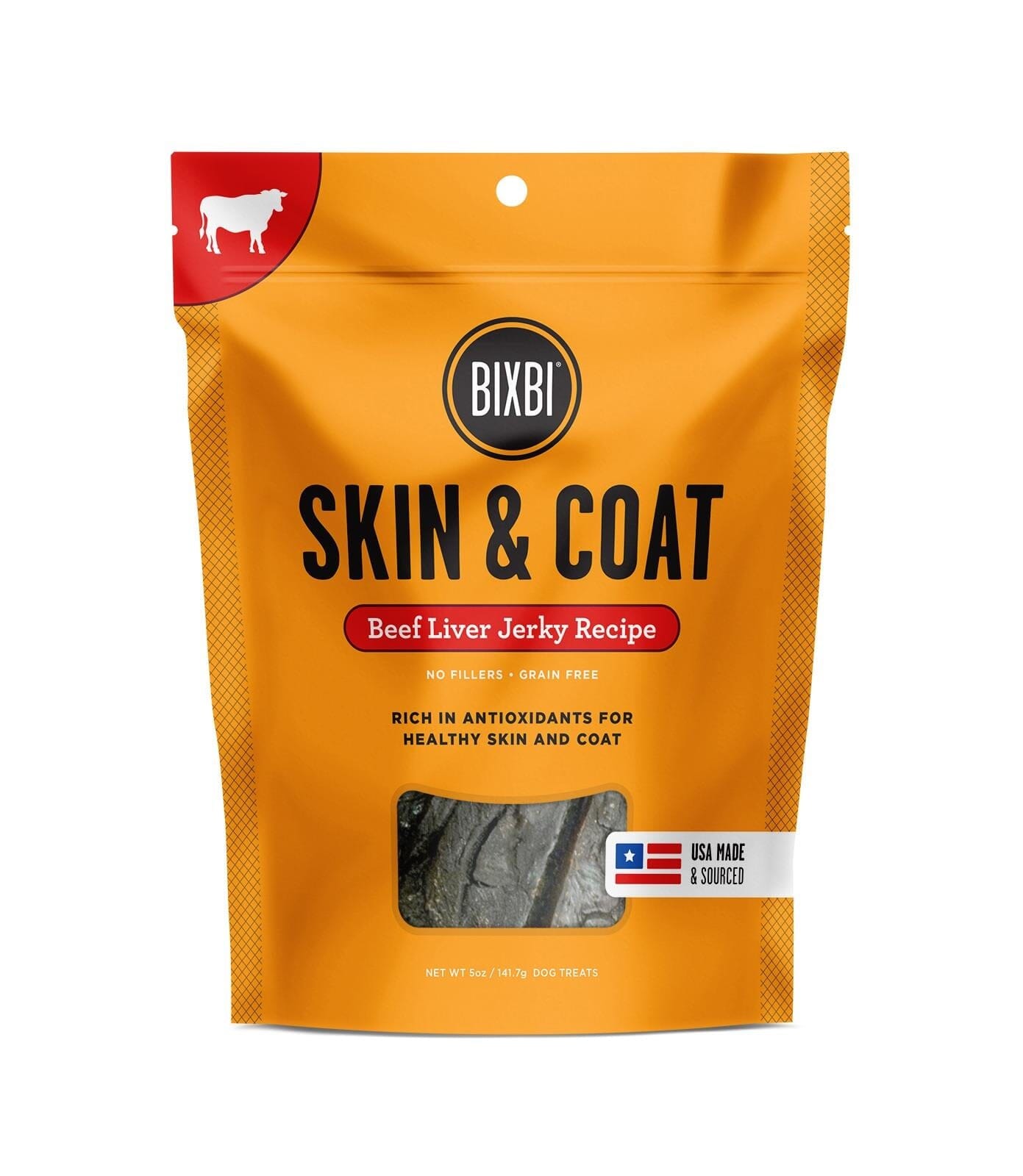 Bixbi Skin and Coat Beef Liver Jerky Dog Treats - 5 Oz
