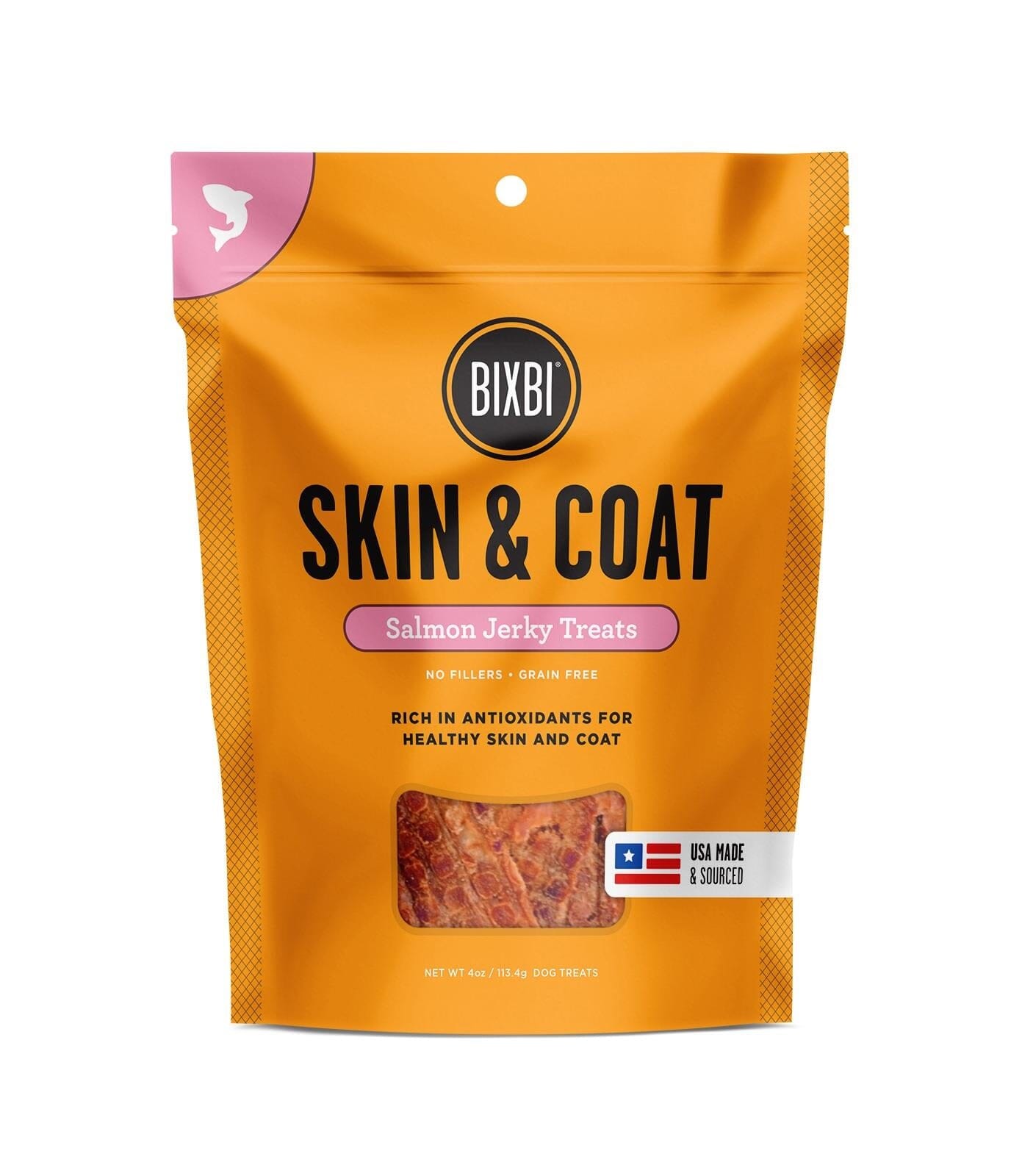 Bixbi Skin and Coat Salmon Jerky Dog Treats - 4 Oz