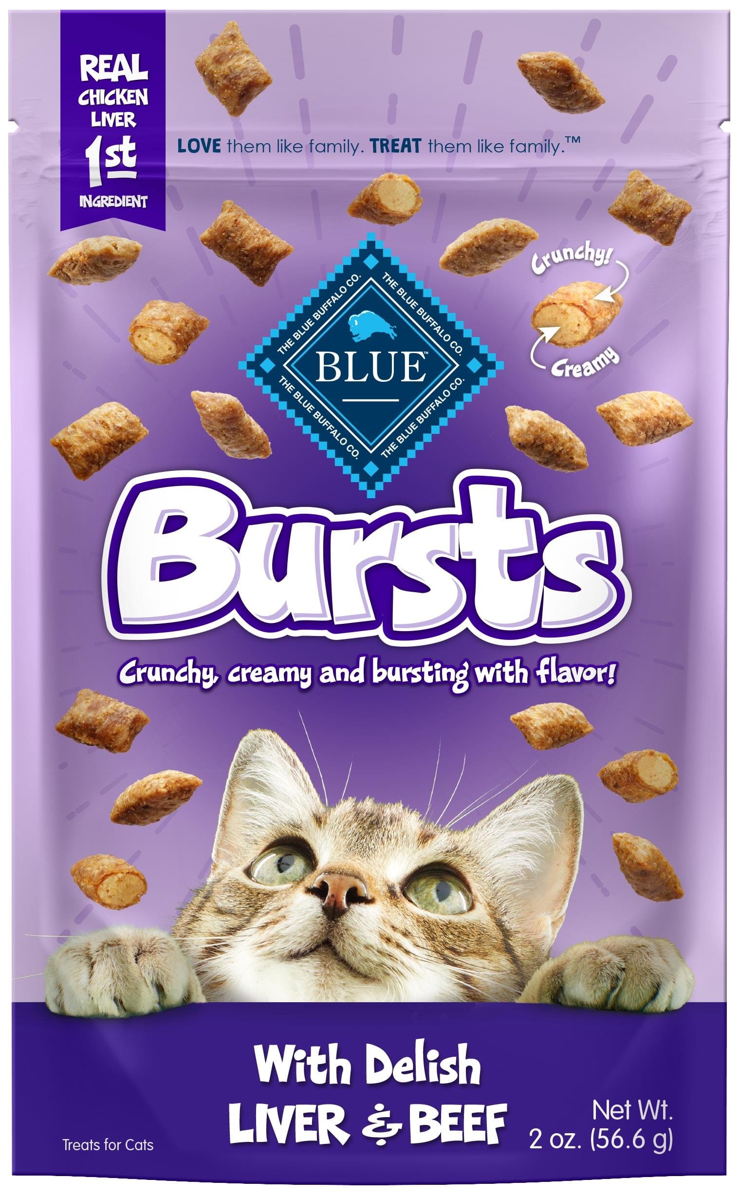 Blue Buffalo Bursts Crunchy and Creamy Liver and Beef Crunchy Cat Treats