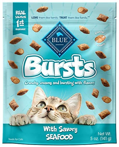 Blue Buffalo Bursts Crunchy and Creamy Seafood Crunchy Cat Treats Case of 6 / 5 Oz