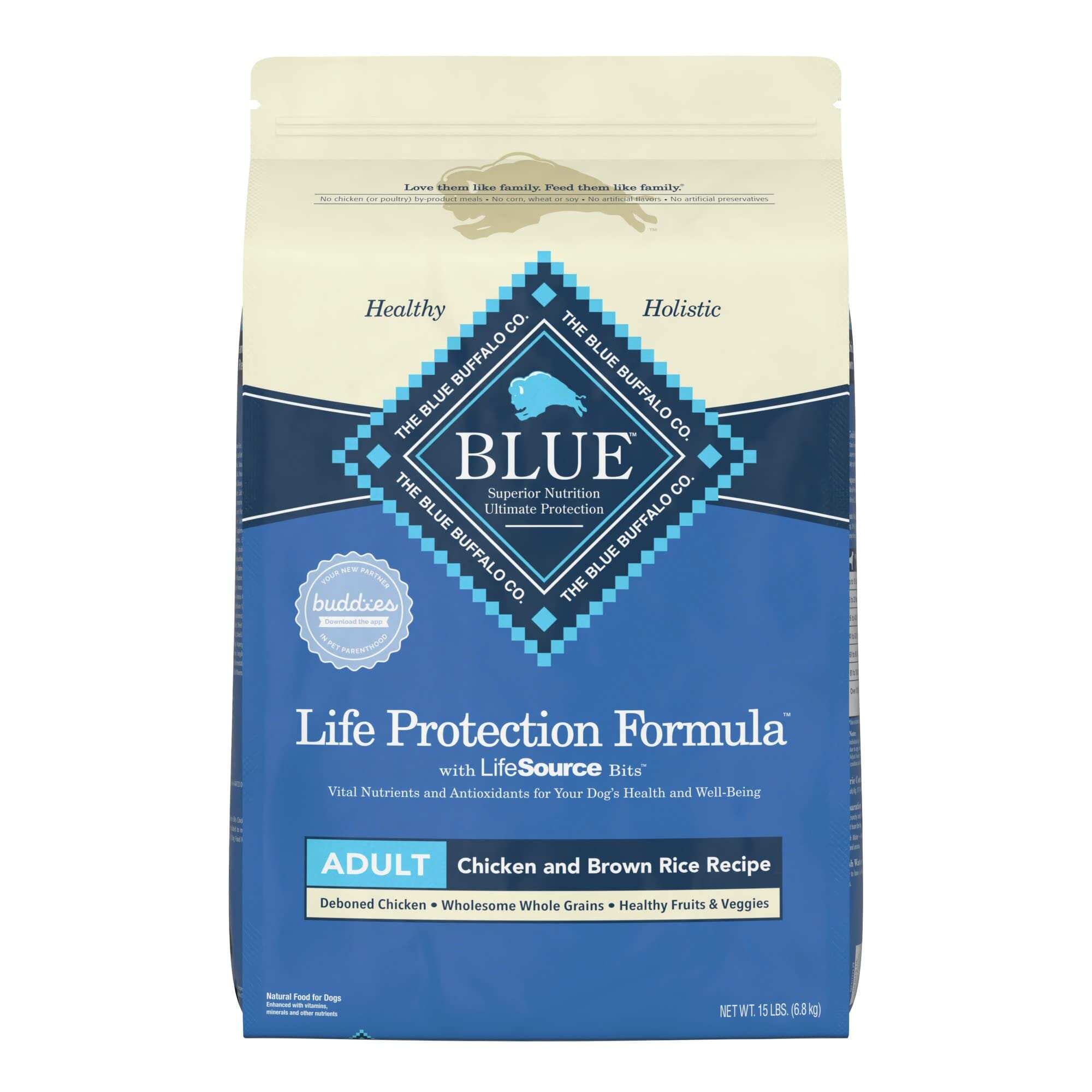 Blue Buffalo Life Protection Formula Adult Natural Chicken and Brown Rice Dry Dog Food 15 Lbs