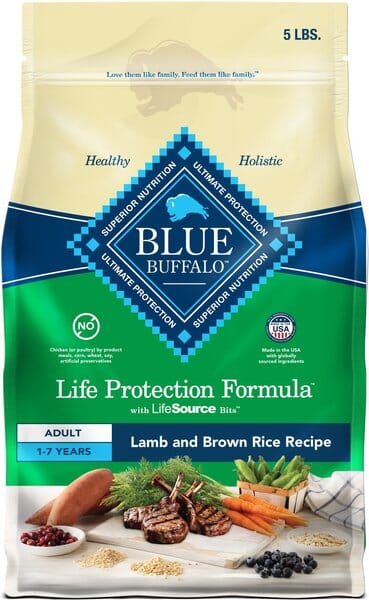 Blue Buffalo Life Protection Formula Natural Adult Lamb and Brown Rice Dry Dog Food - 5 Lbs