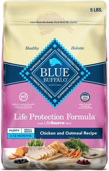 Blue Buffalo Life Protection Formula Natural Puppy Small-Breed Chicken and Oatmeal Dry Dog Food - 5 Lbs