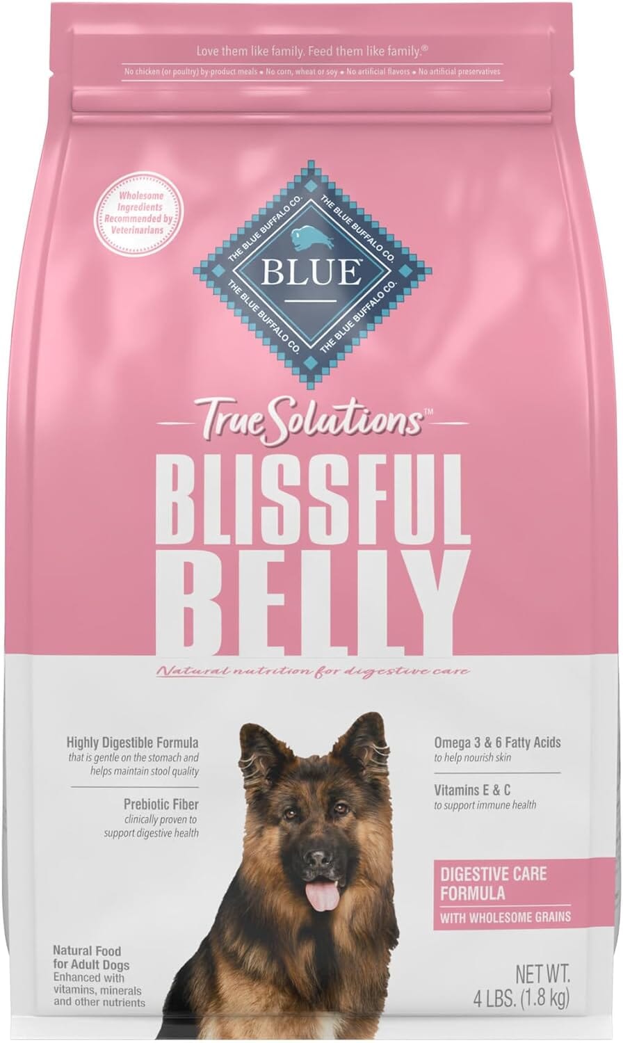Blue Buffalo True Solutions Blissful Belly Natural Digestive Care Chicken Recipe Adult Dry Dog Food 4-lb