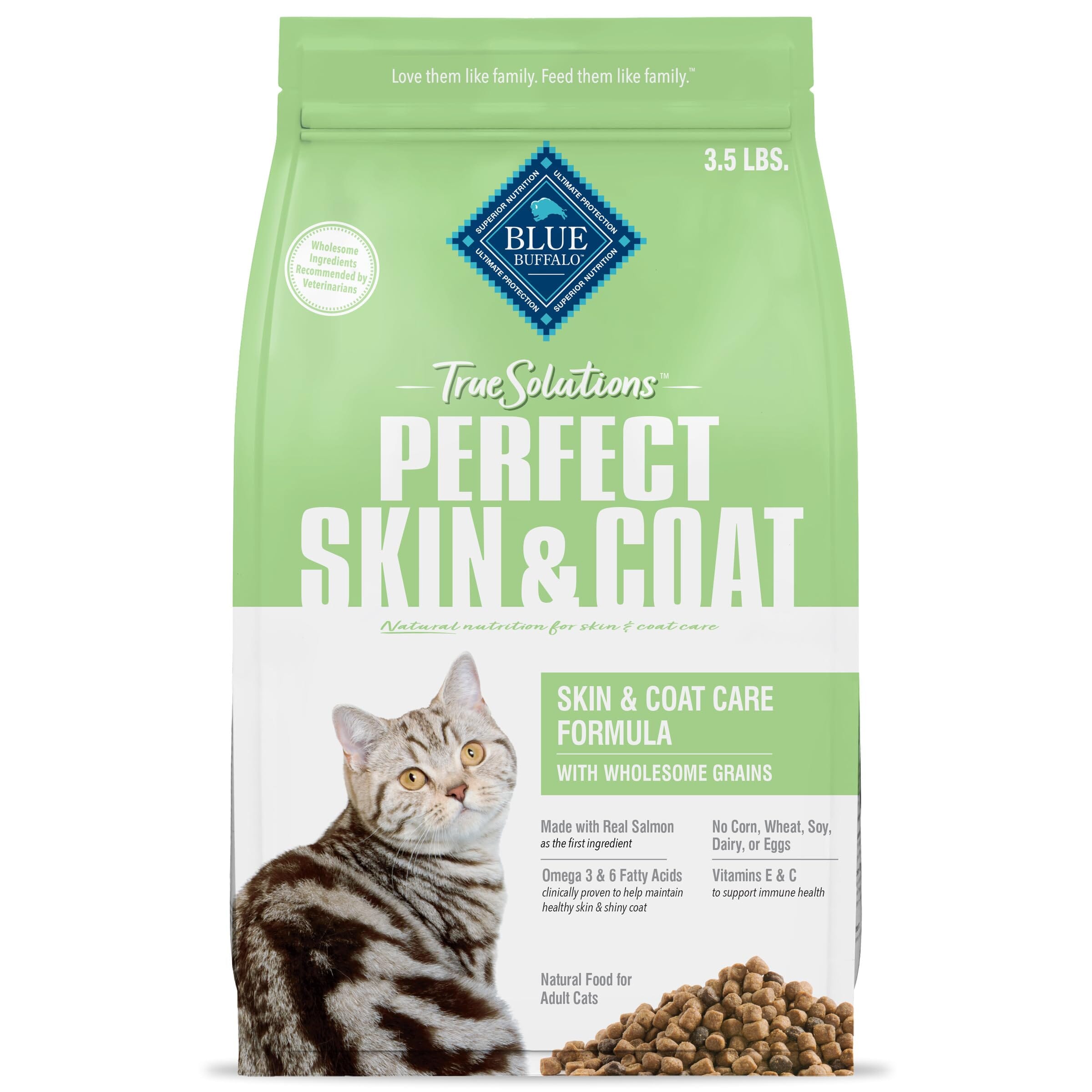 Blue Buffalo True Solutions Perfect Coat Natural Skin & Coat Care Salmon Recipe Adult Dry Cat Food 3.5-lb
