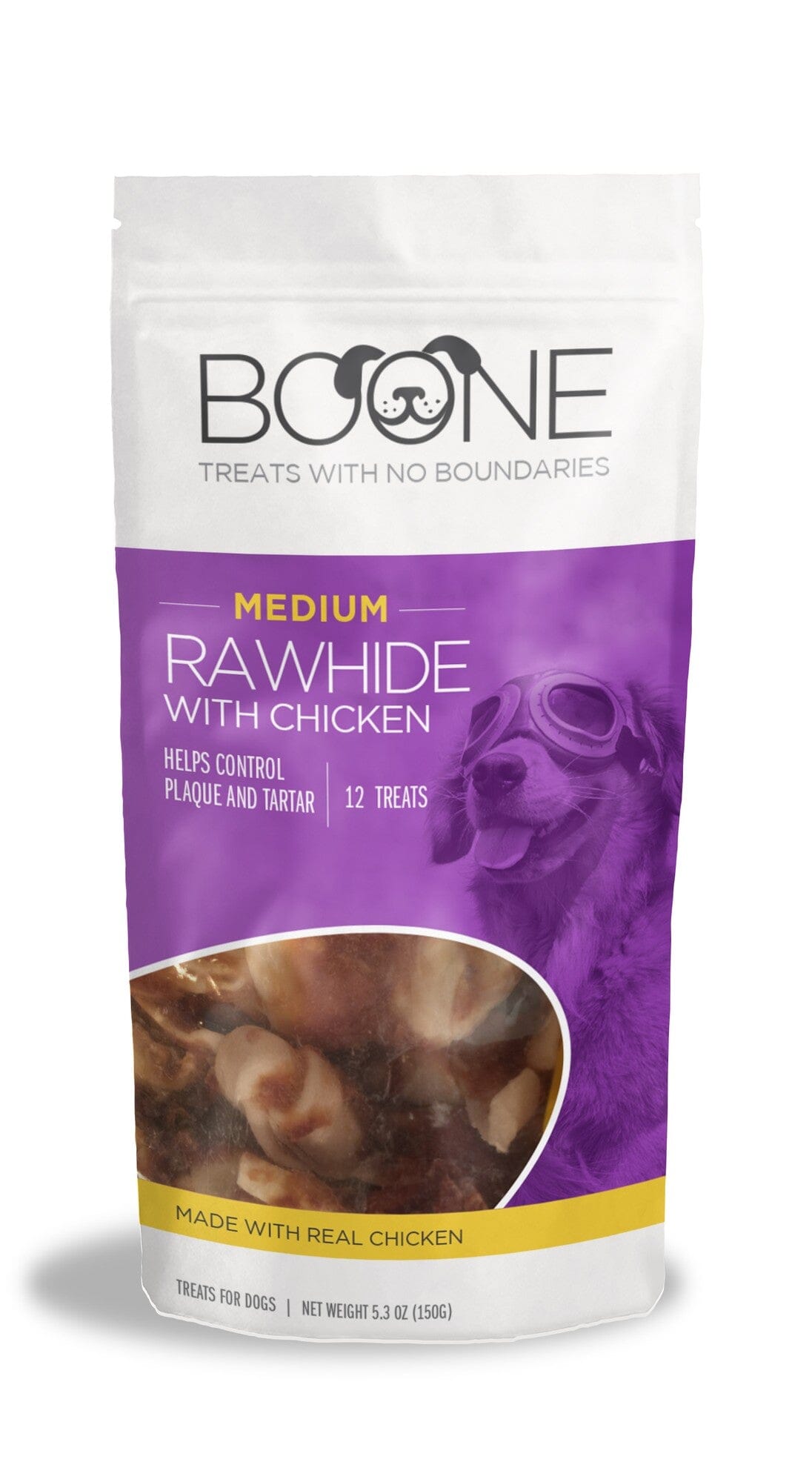 Boone Chicken Drizzled Knotted Bones Mass Natural Dog Chews - Chicken - Medium - 6.88 Oz