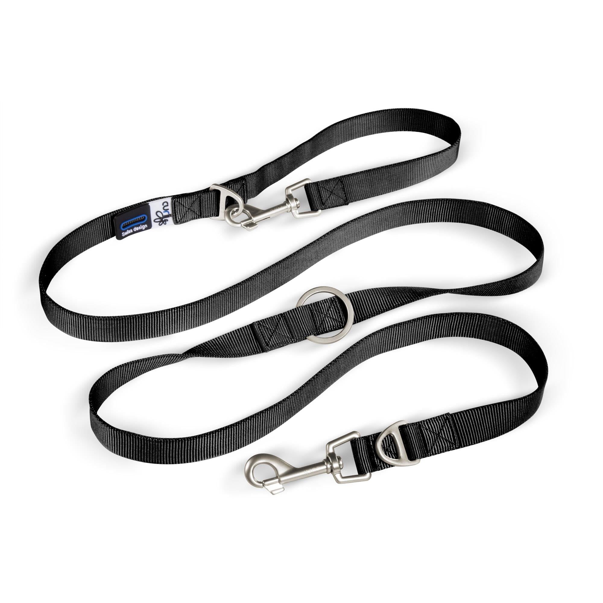 Curli Adjustable Nylon Dog Leash - Black - Large
