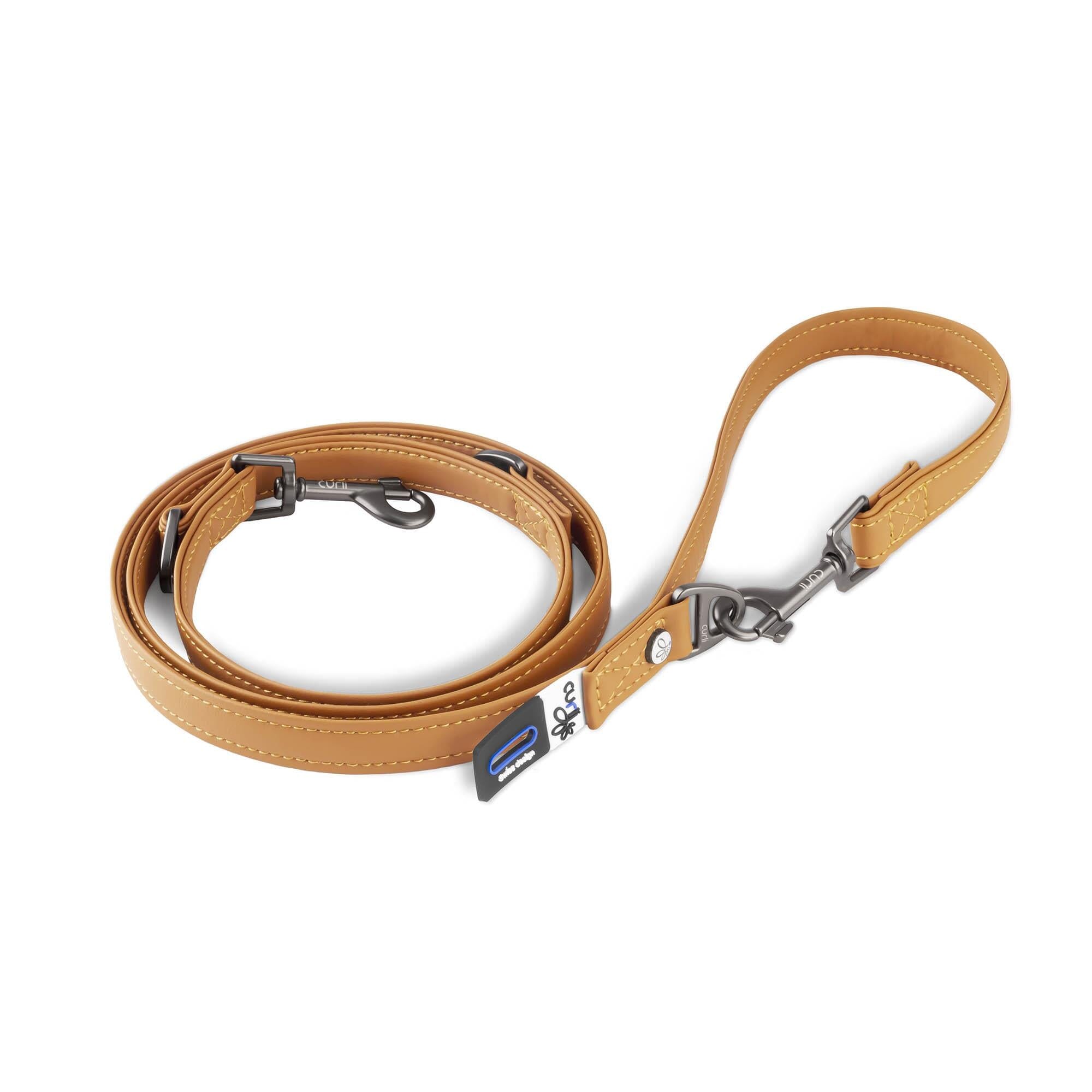 Curli Leather Adjustable Dog Leash - Brown - Large