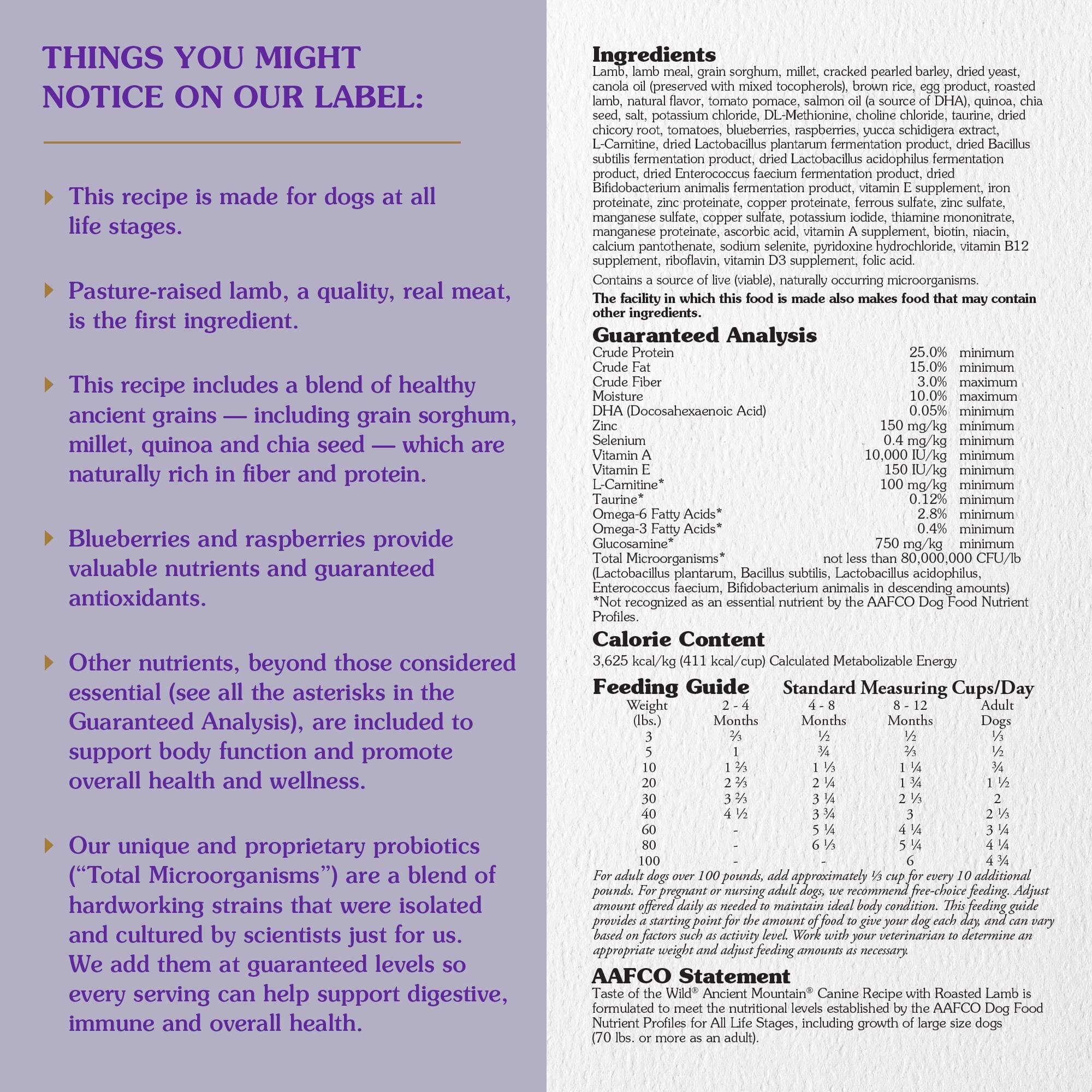 Diamond Taste Of The Wild Mountain Roasted Lamb with Ancient Grains Dry Dog Food - 5 Lbs