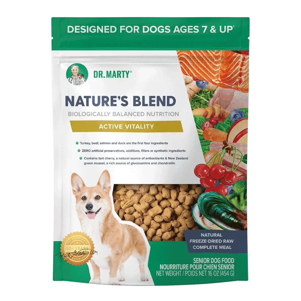 Dr. Marty Nature's Blend for Active Vitality Seniors Freeze Dried Raw Dog Food 16-oz