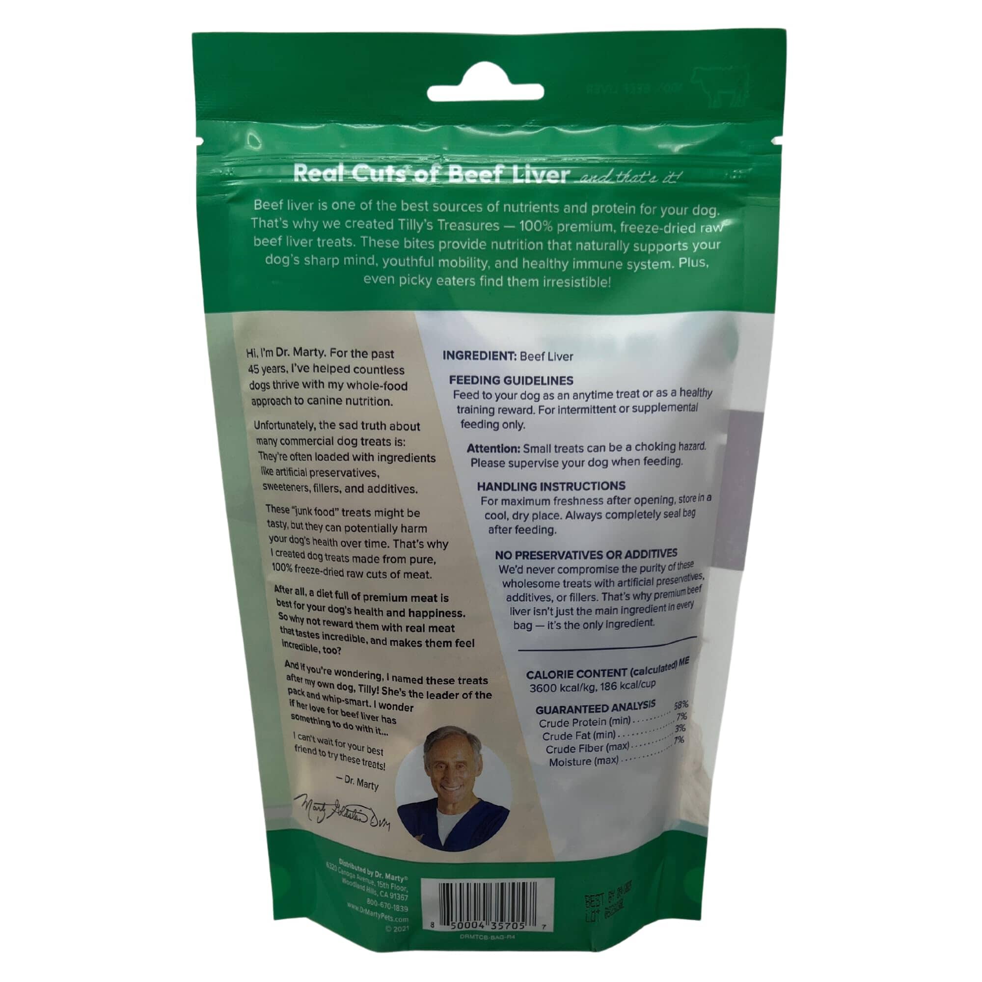 Dr. Marty Tilly's Treasure Beef Liver Natural Dog Treats - 4 Oz