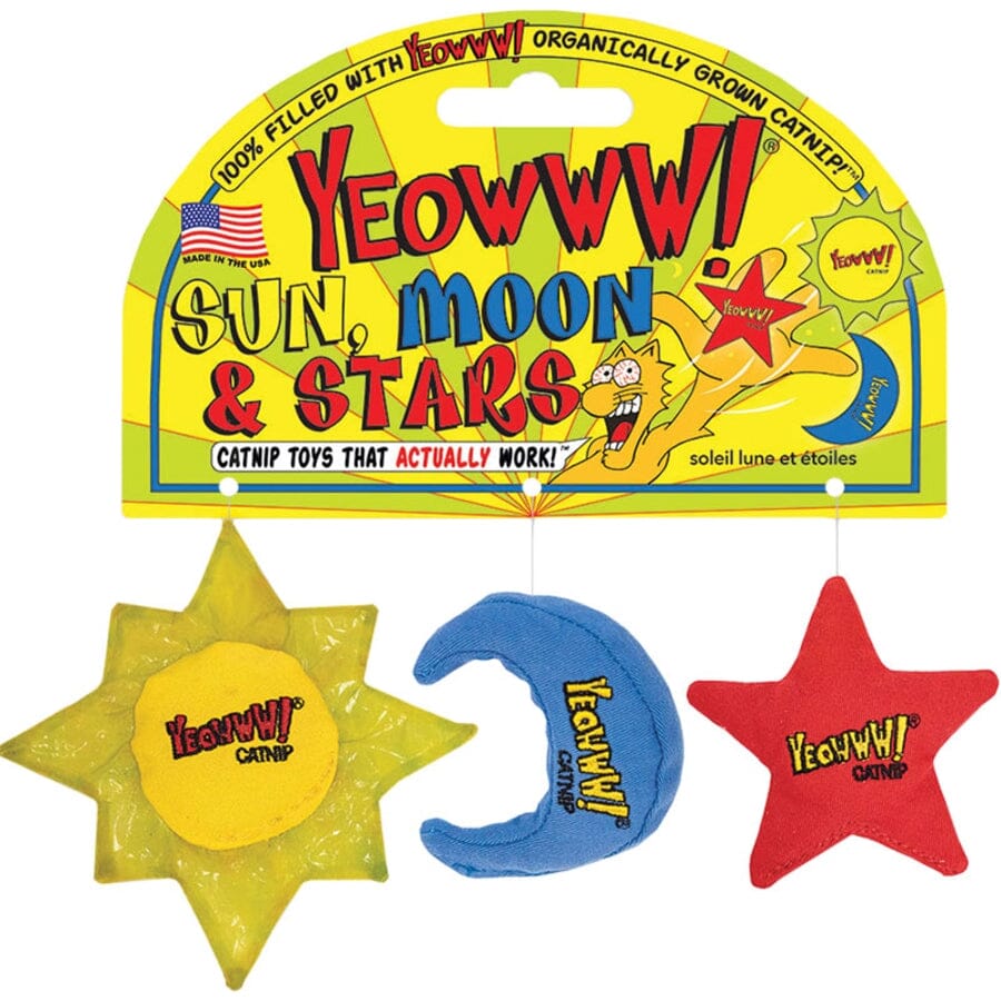 Ducky World Yeowww! Sun Moon and Star Plush Catnip Cat Toys - 3 Pack
