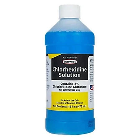 Durvet Chlorhexidine Gluconate 2% Solution Veterinary Supplies Clean Sanitize & Misc - 16 Oz