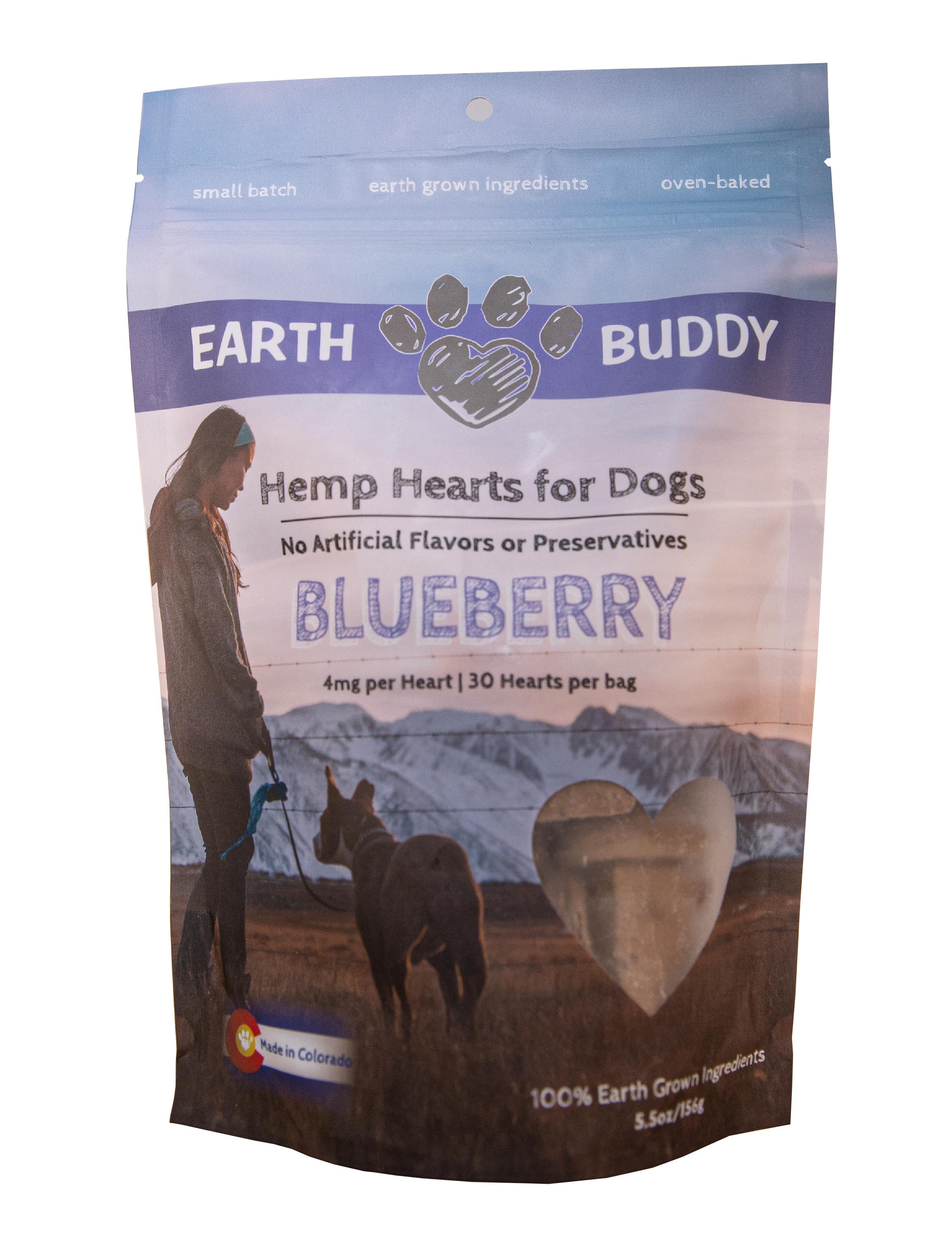 Earth Buddy Hemp Hearts Blueberry Chewable Dog Supplements 4MG - 5.5 Oz