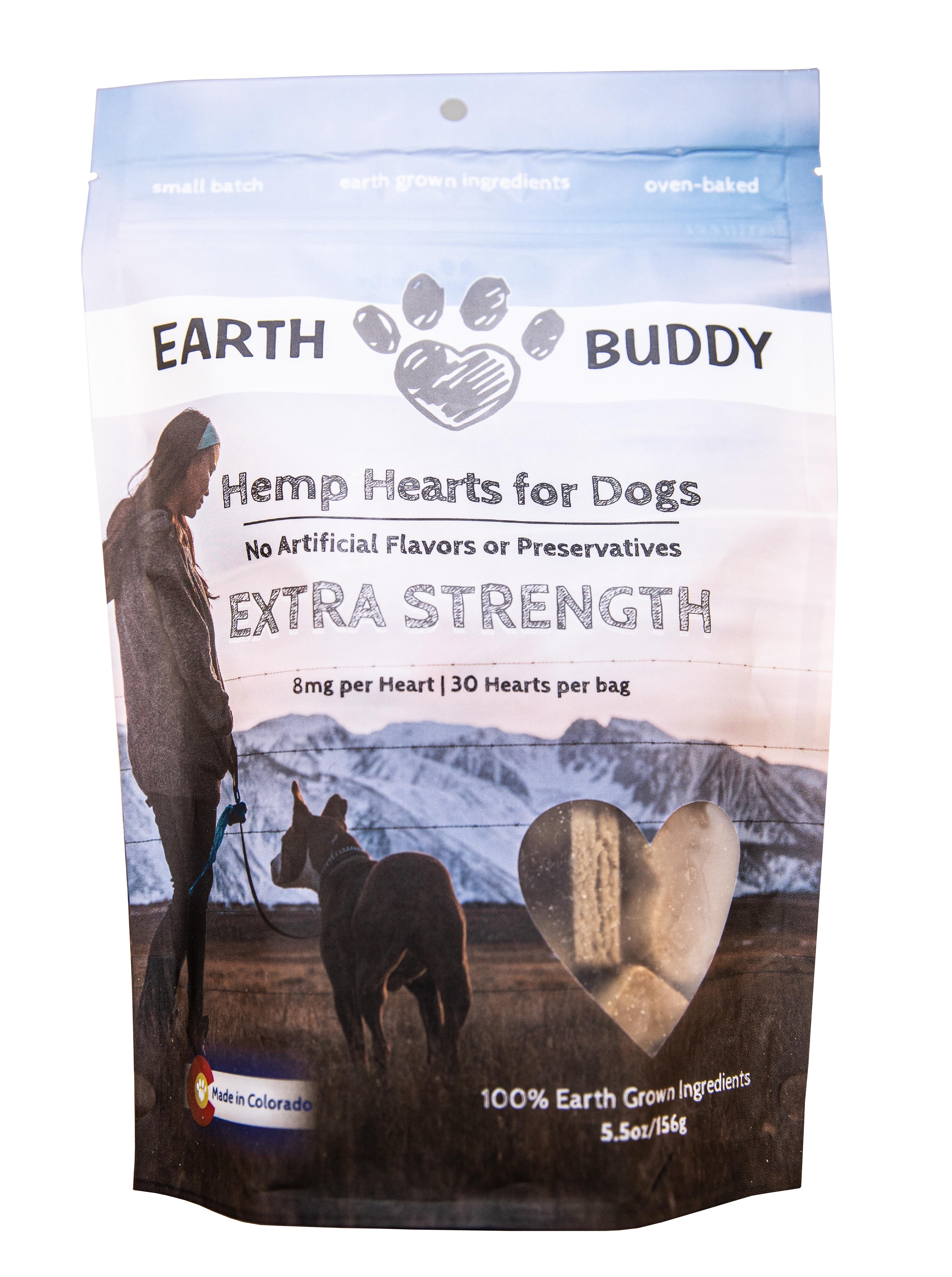 Earth Buddy Hemp Hearts Extra-Strength Chewable Dog Supplements 8MG - 6 Count