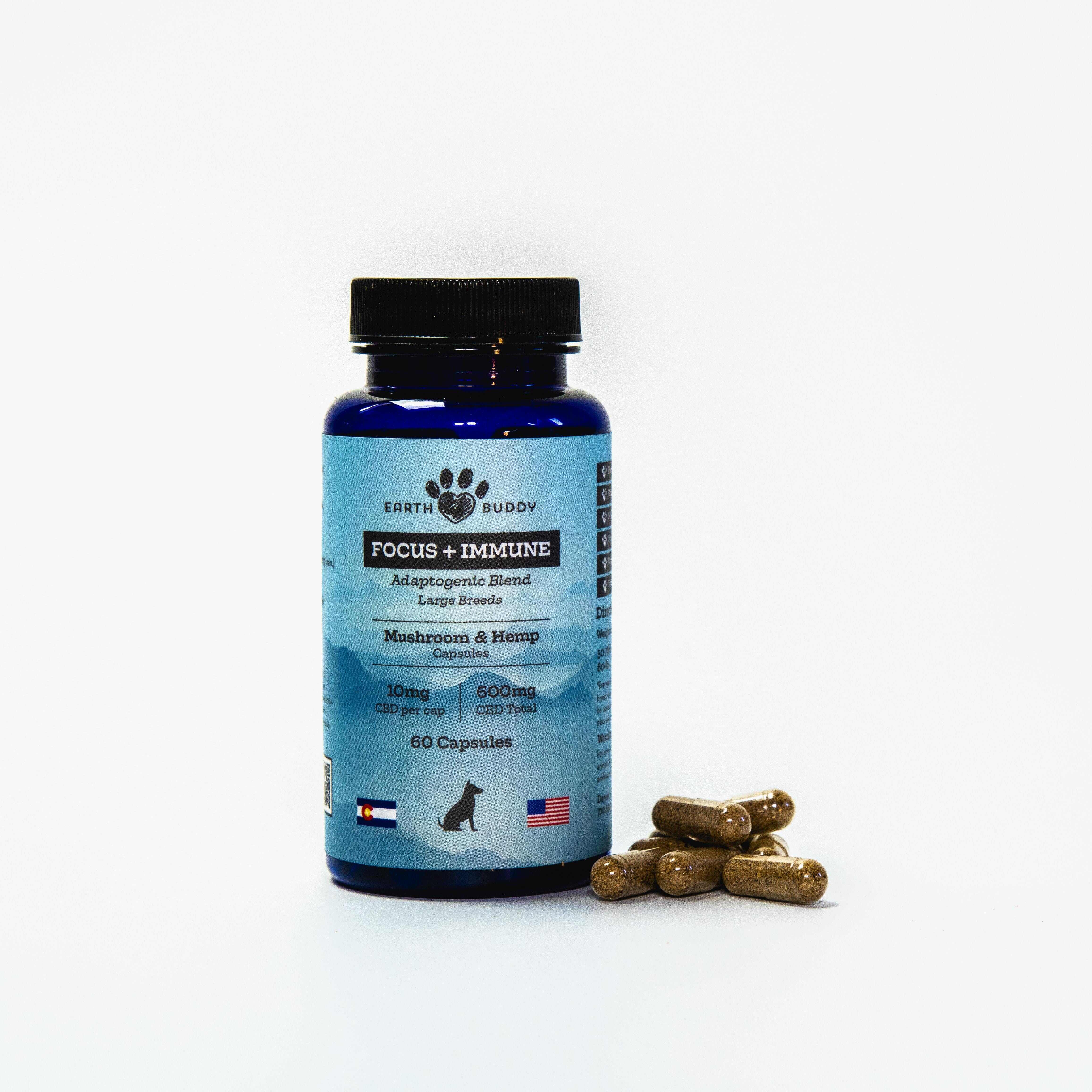 Earth Buddy Mushroom and Hemp Dog Supplement Capsules - 10MG - 60 Count