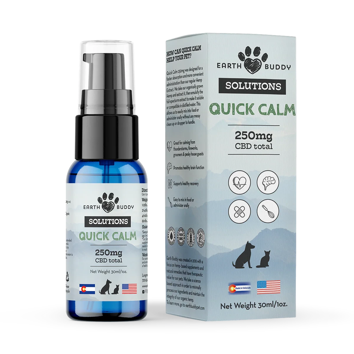 Earth Buddy Quick Calm Hemp Liquid Dog Supplements - 250MG
