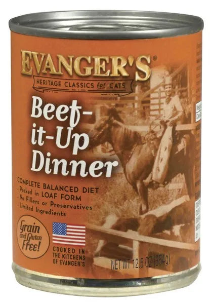 Evanger's Beef It Up Dinner Canned Cat Food - 12.8 Oz - Case of 12