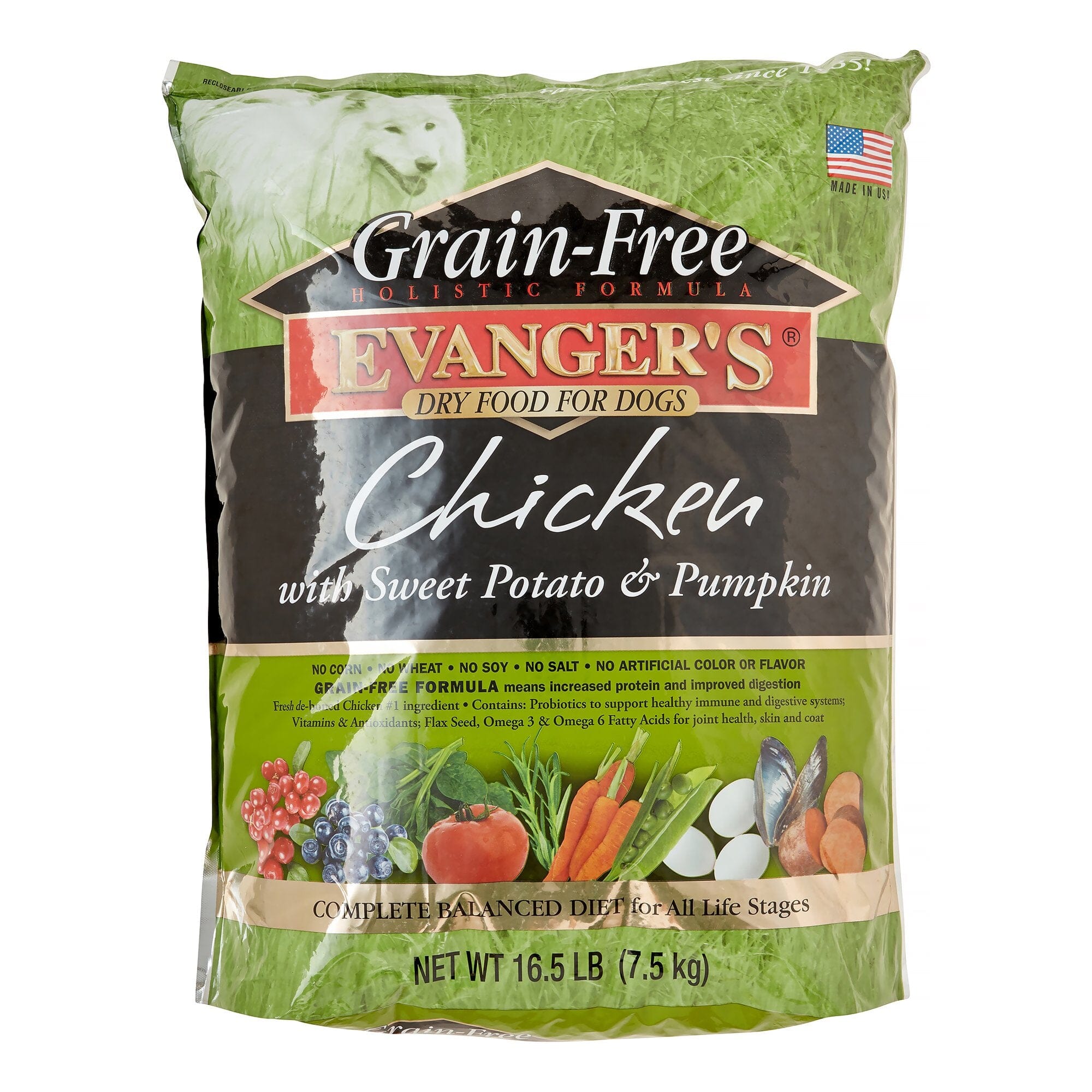 Evanger's Grain-Free Chicken with Sweet Potato & Pumpkin Dry Dog Food - 16.5 Lbs
