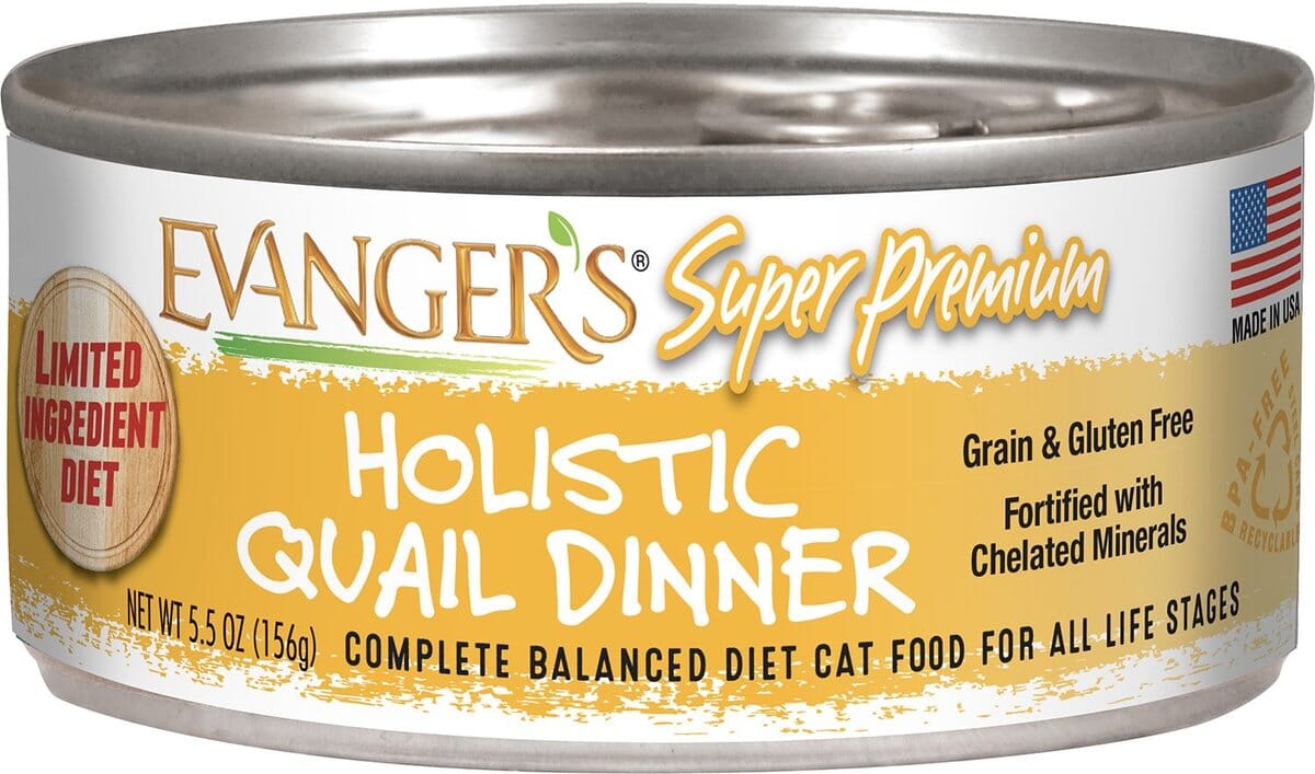 Evanger's Holistic Quail Dinner Super Premium Canned Cat Food - 5.5 oz Cans - Case of 24
