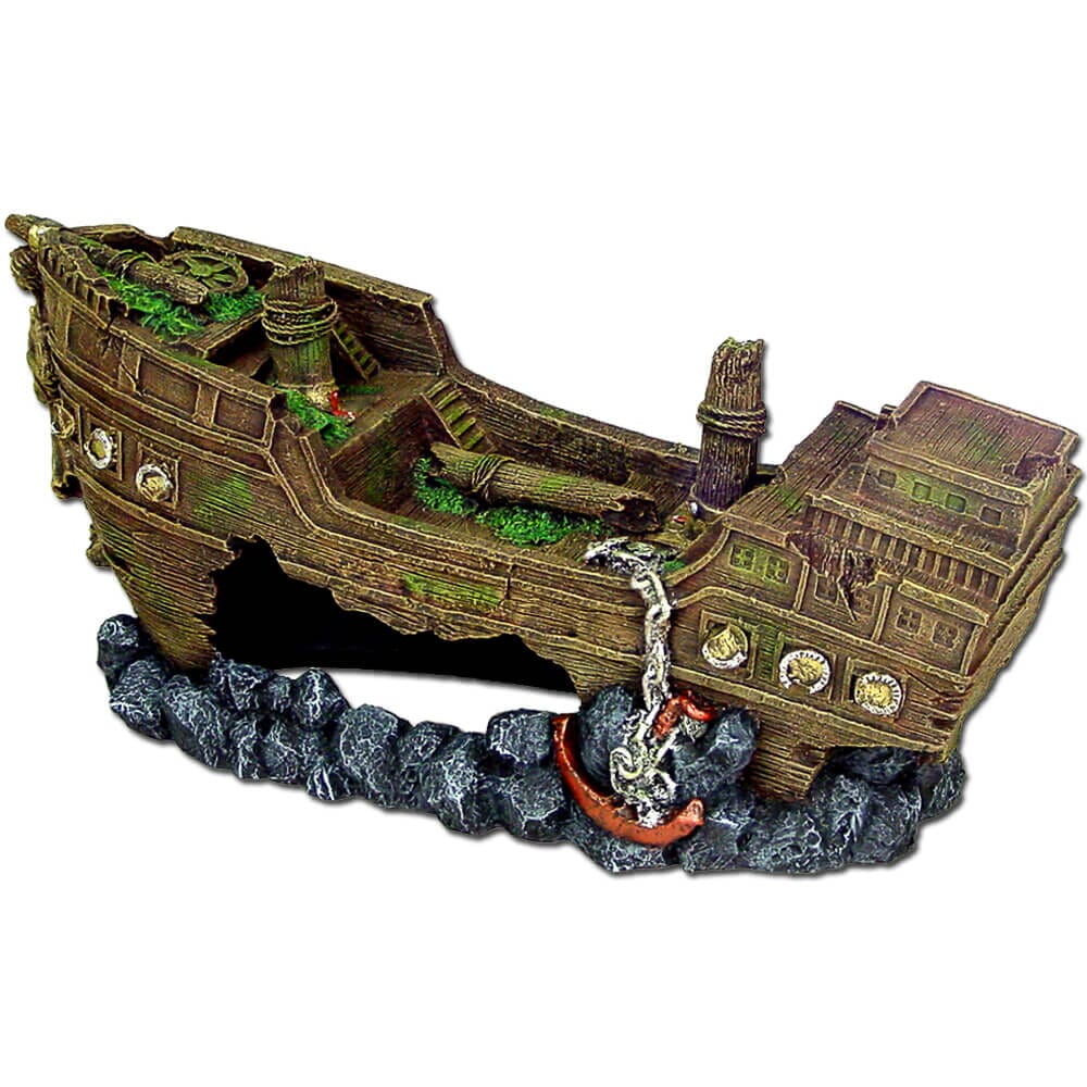 Exotic Environments Bow Shipwreck Resin Aquatics Decoration - Brown - Jumbo