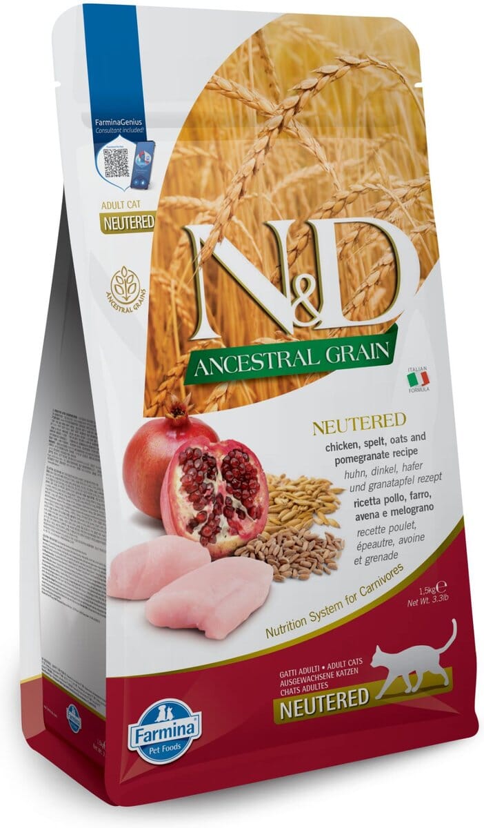Farmina Ancestral Grain Chicken & Pomegranante Adult Neutered Dry Cat Food - 3.3 lb Bag