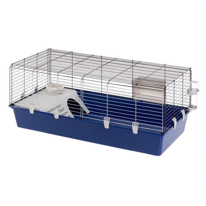 Ferplast Rabbit 120 Cage Hutch with Ramp - Blue - L:46.5" X W: 20" X H: 19.5" Inches