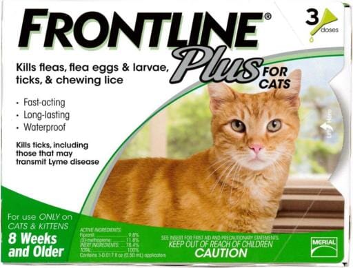 Frontline Plus Flea and Tick Treatment for Cats and Kittens - Green - 3 Pack