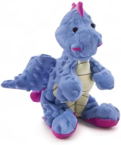 GoDog Dragon Squeak and Plush Dog Toy with Chew-Guard Tech - Blue - Large