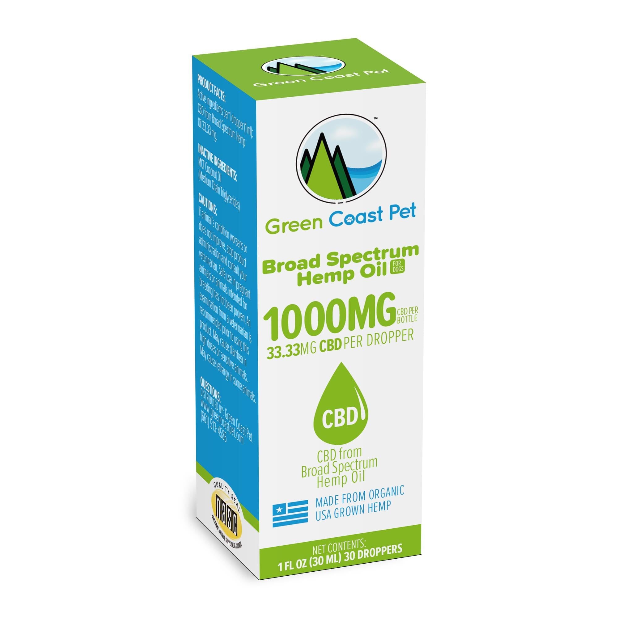 Green Coast Pet 1000MG Broad Spectrum Tincture CDB Dog Supplement - 1 Oz