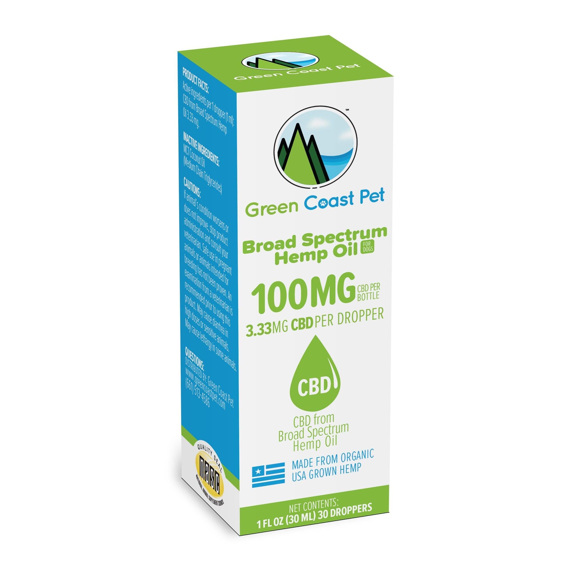 Green Coast Pet 100mg Broad Spectrum Tincture CBD Dog Supplement - 1 Oz
