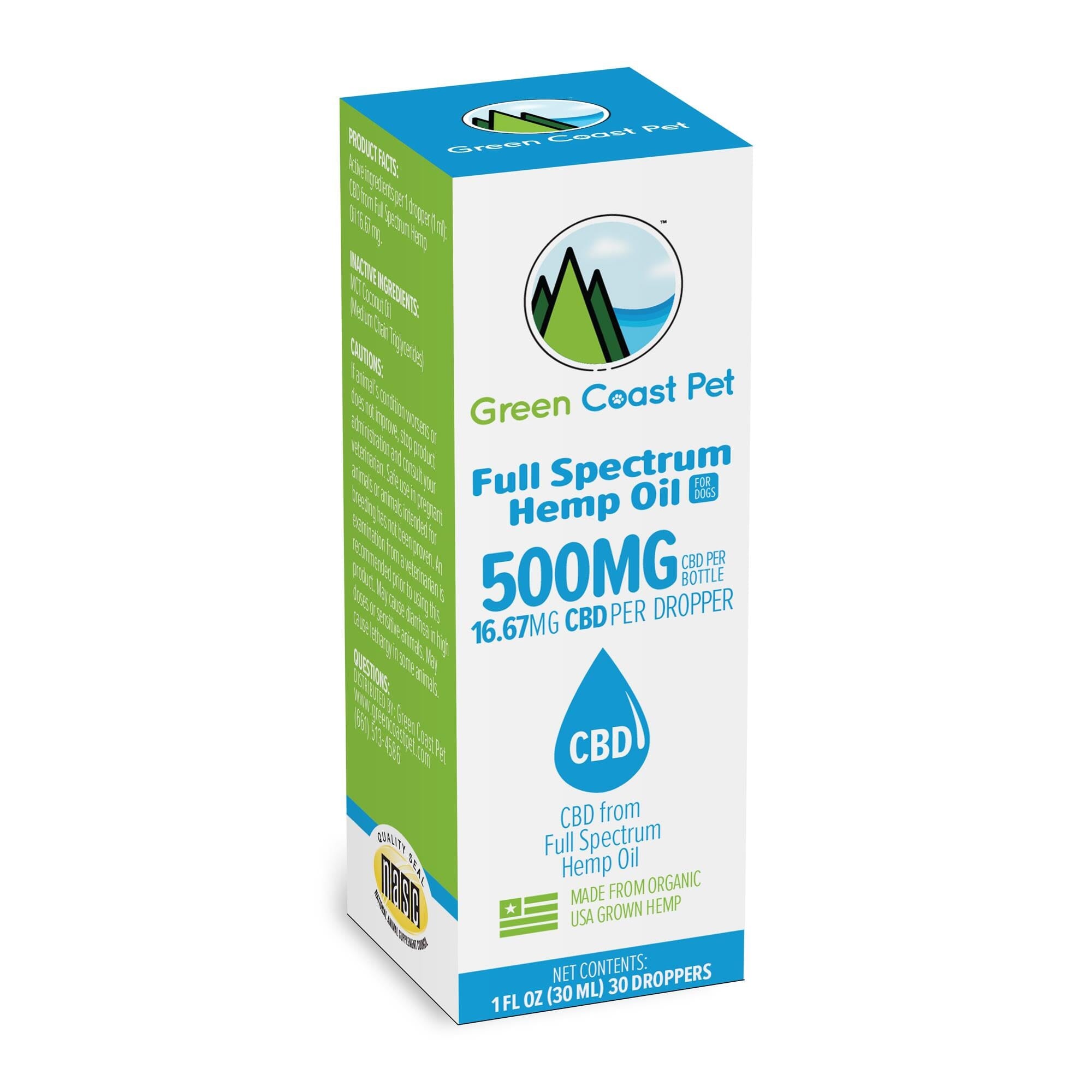Green Coast Pet 500mg Full Spectrum Tincture CBD Dog Supplement - 1 Oz