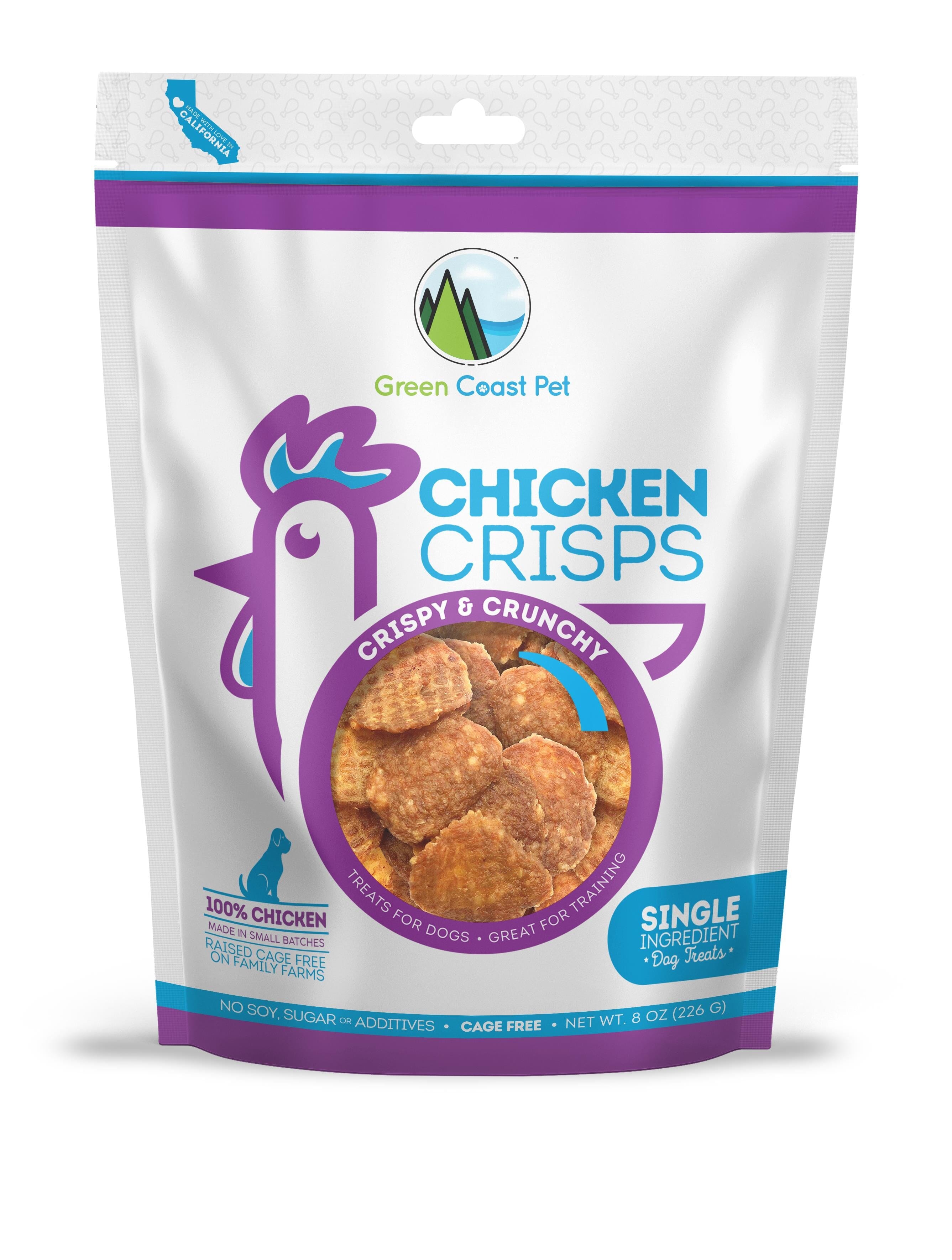 Green Coast Pet Chicken Crisps Single or Limited Ingredient Crunchy Dog Treats - 8 Oz