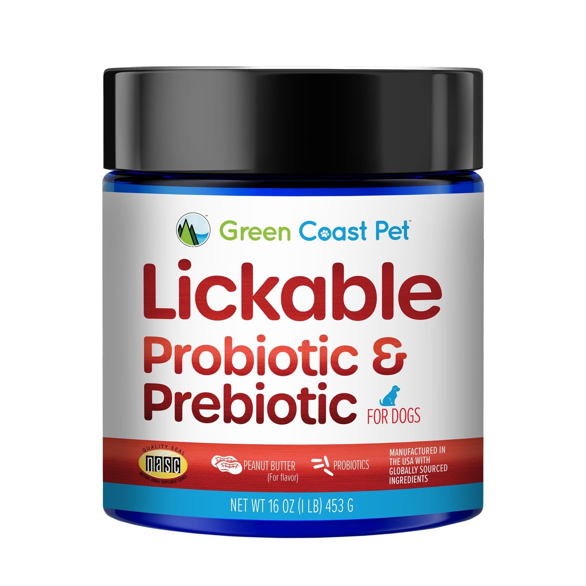 Green Coast Pet Lickable Actives Prebiotic and Probiotic Peanut Butter Spread Dog Treat - 16 Oz