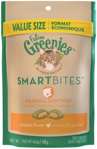 Greenies Feline SmartBites Hairball Control Chicken Dental Cat Treats - 2.1 oz