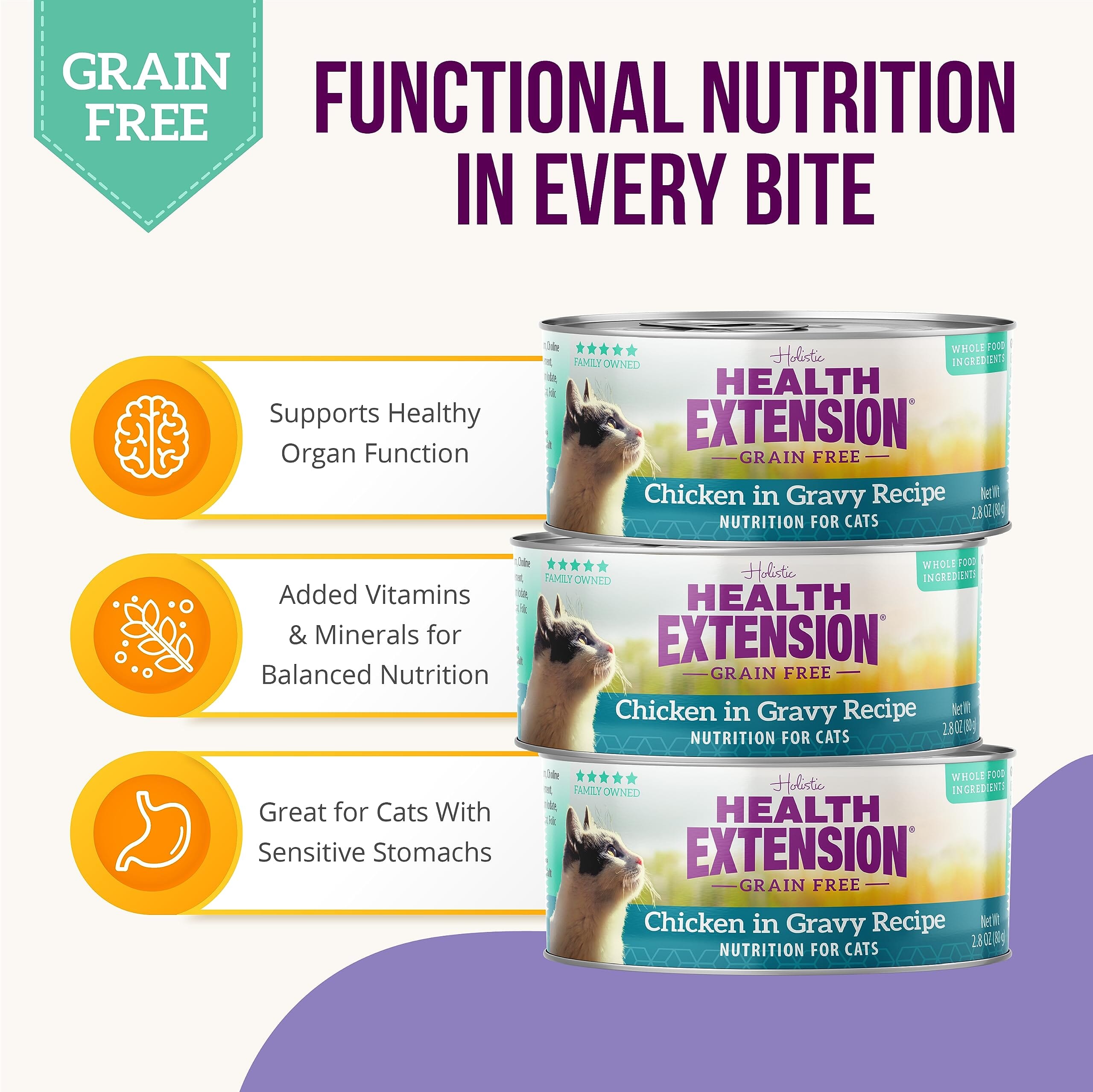 Health Extension Grain-Free Chicken and Gravy Canned Cat Food - 2.8 Oz - Case of 24